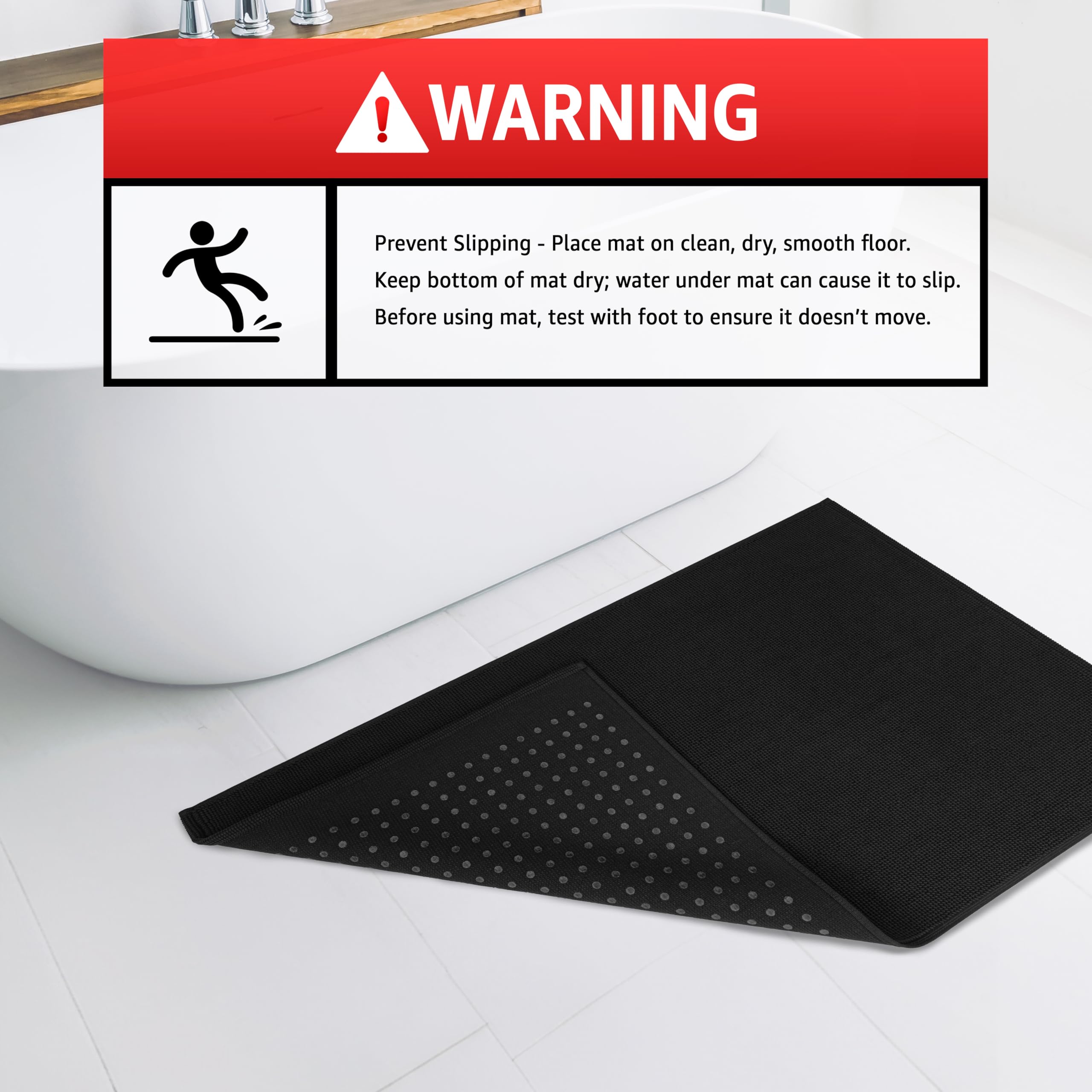 American Soft Linen Bath Rug, 20 In 34 In 100% Cotton Bath Mats Rugs For Bathroom, Non Slip Washable Shaggy Form Area Rugs, Blac