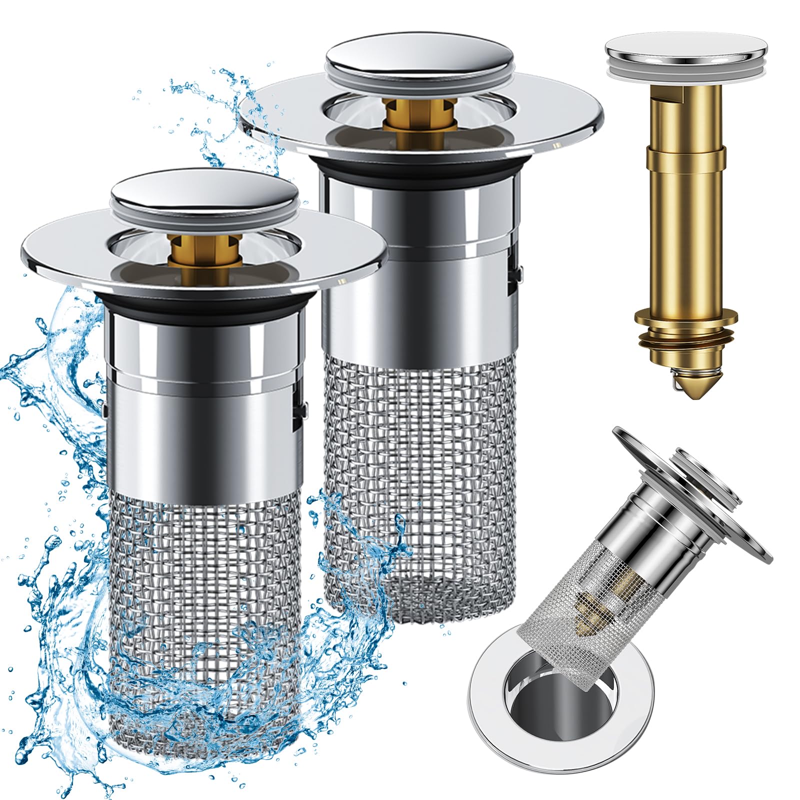 Pop Up Bathroom Sink Drain Strainer Hair Catcher, Drain Strainer For Us Universal Bathroom Kitchen Basin Sink Stopper Replacemen