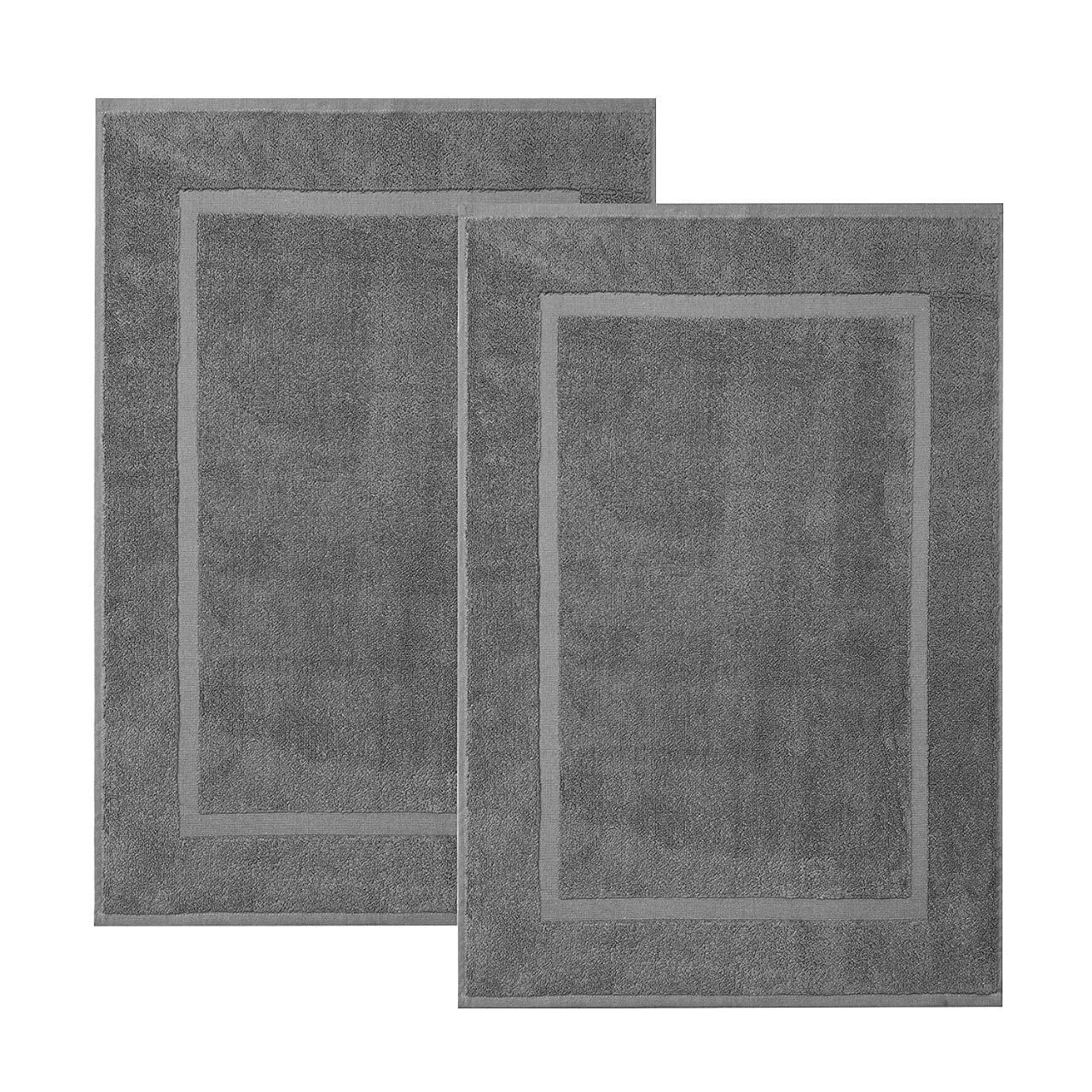Eco Towels Cotton Banded Bath Mats 2 Pack, [Not A Bathroom Rug], 22''X34'' (Grey)
