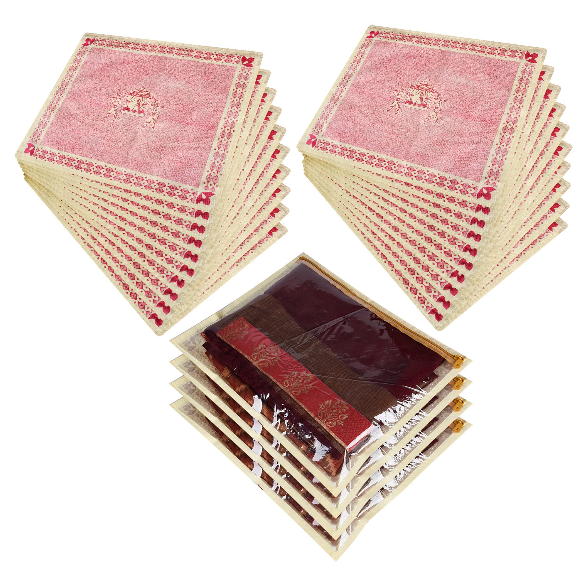 Kuber Industries Saree Cover | Single Packing Zip Closure Clothes Storage Bag | Wardrobe Organizer | Palki Packing Saree Cover |