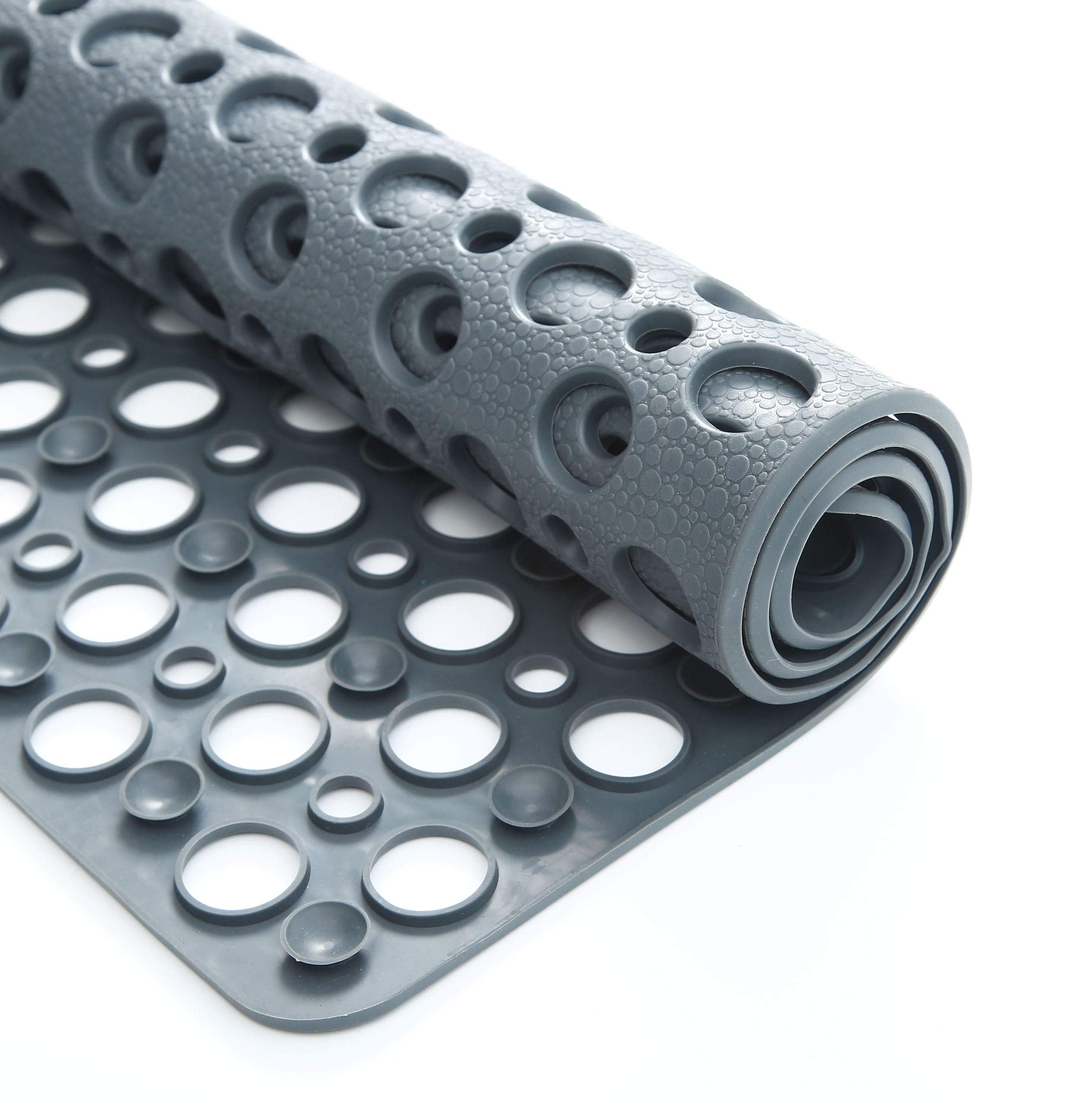 Nonslip Bathtub Mat Extra Soft Tpe Bath Mat For Kids, Machine Washable Bathroom Shower Mat (Gray/ 35L X 16W Inch)
