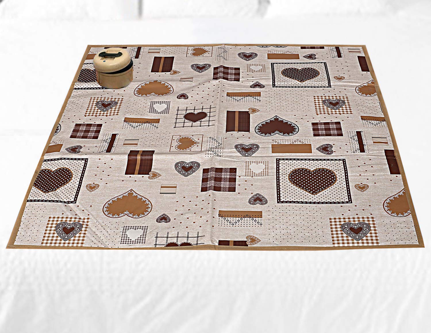 Kuber Industries Heart Design Pvc Reversible Food Mat Bed Server - Cream