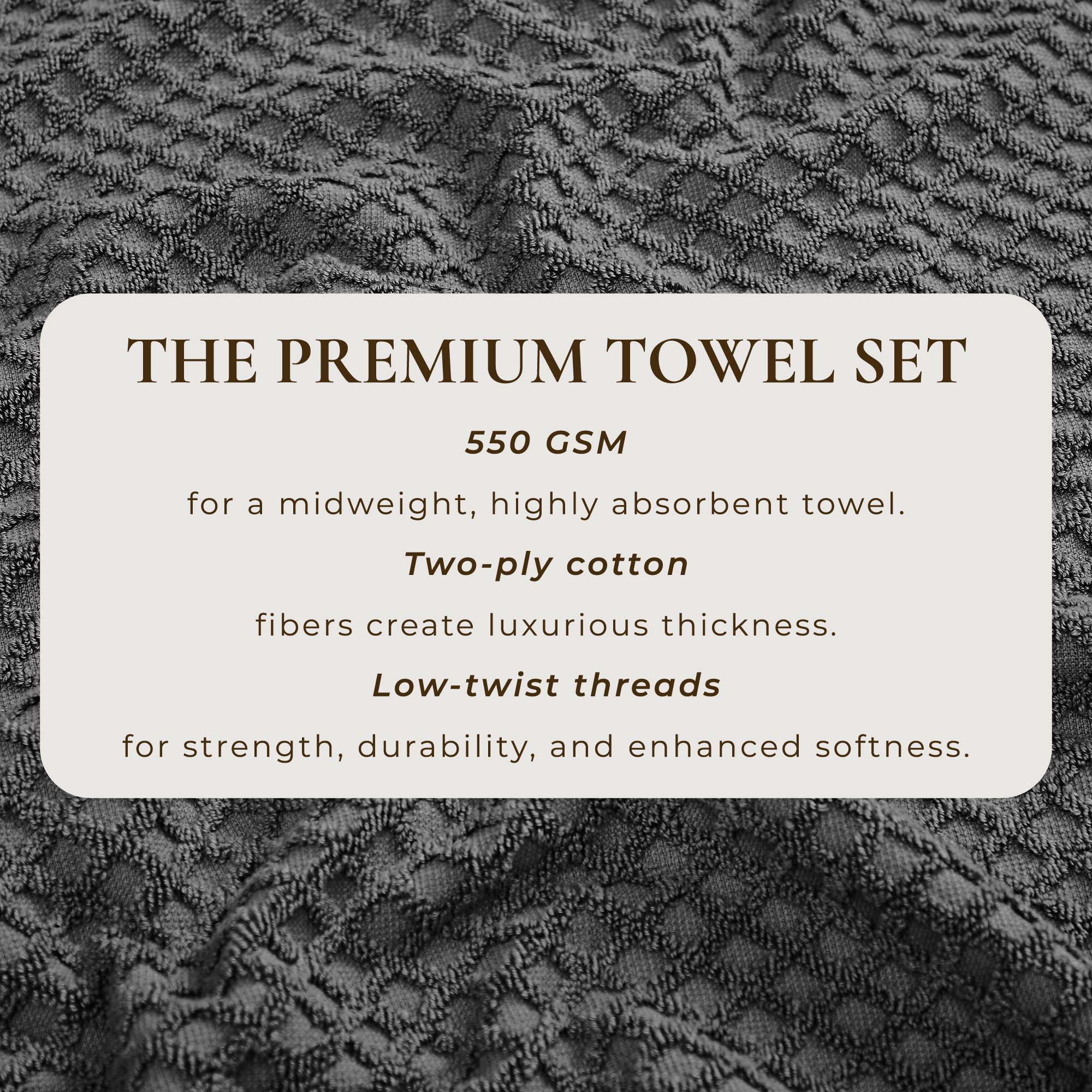 Great Bay Home 100% Cotton Grey Bath Towel Set | 4 Soft Bath Towels (30 x 52 inches) | Highly Absorbent  Quick Dry Bath Towels | Grayson Collection (Set of 4  Diamond Dark Grey)