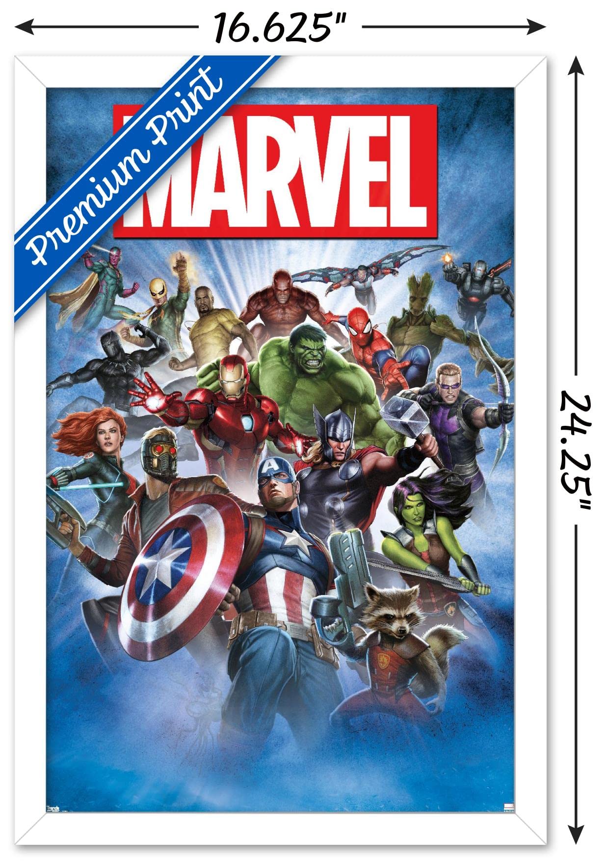 Trends International Marvel Comics - Group Shot Wall Poster, 14.725'' X 22.375'', White Framed Version