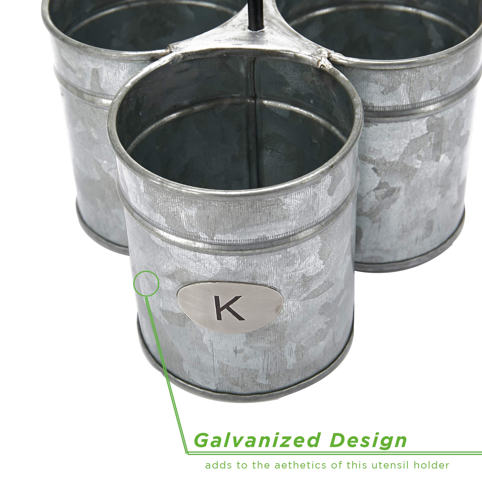 Mind Reader Utensil Holder, Silverware Organizer, Caddy, Cutlery Holder, Galvanized Metal, 7'' L X 7'' W X 10'' H, Silver