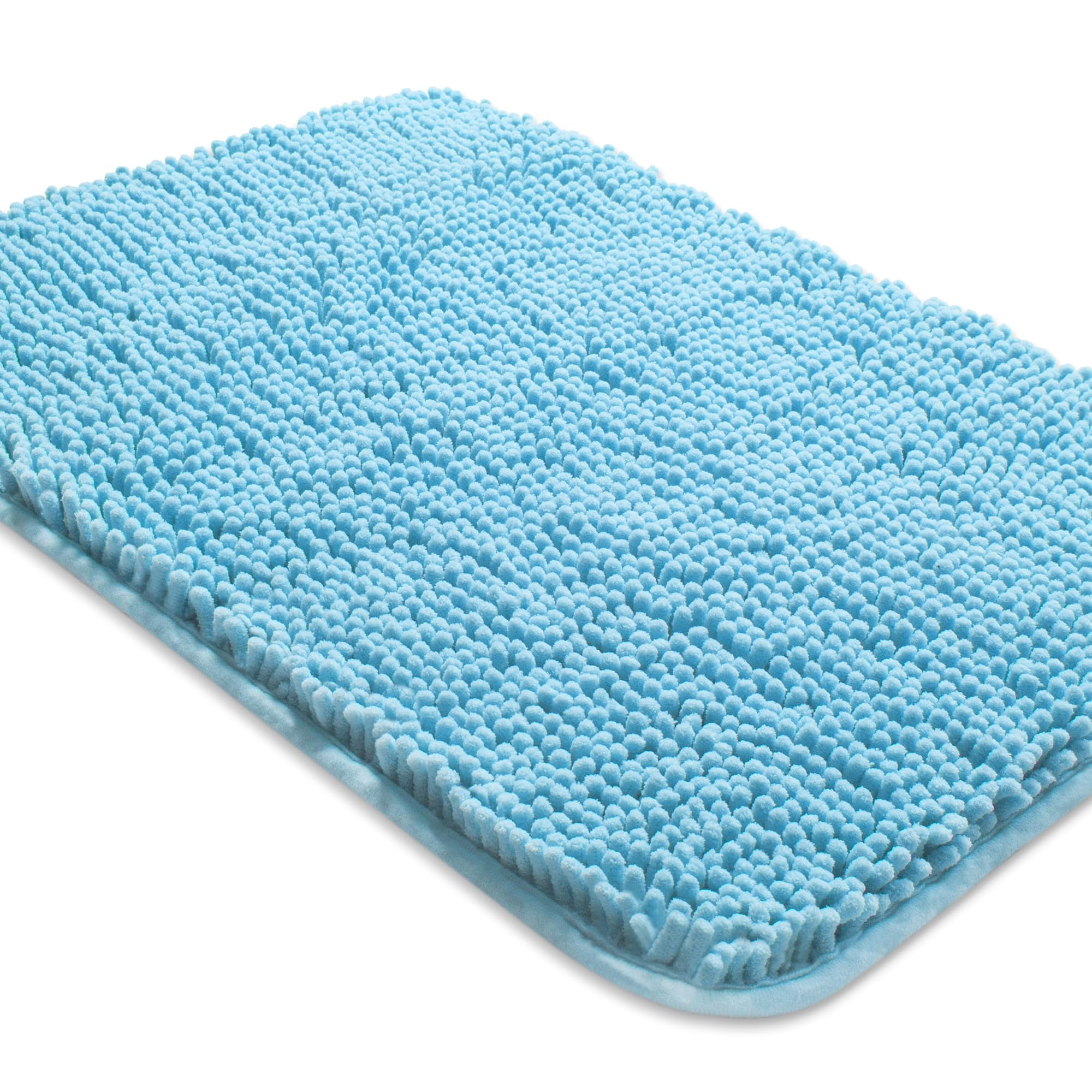 Yeaban Sky Blue Bathroom Rugs - Thick Chenille Bath Mats | Absorbent And Washable Bath Rug Non-Slip, Plush Rugs For Bathroom, Ki