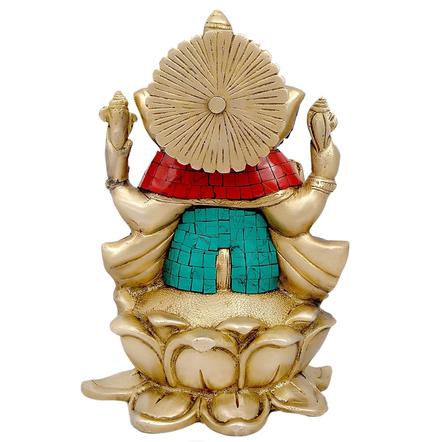 Idol Collections Graceful Ganesha Ganesh Murti Idol Statue Sitting On Lotus Statue In Brass Height 9.5 Inches