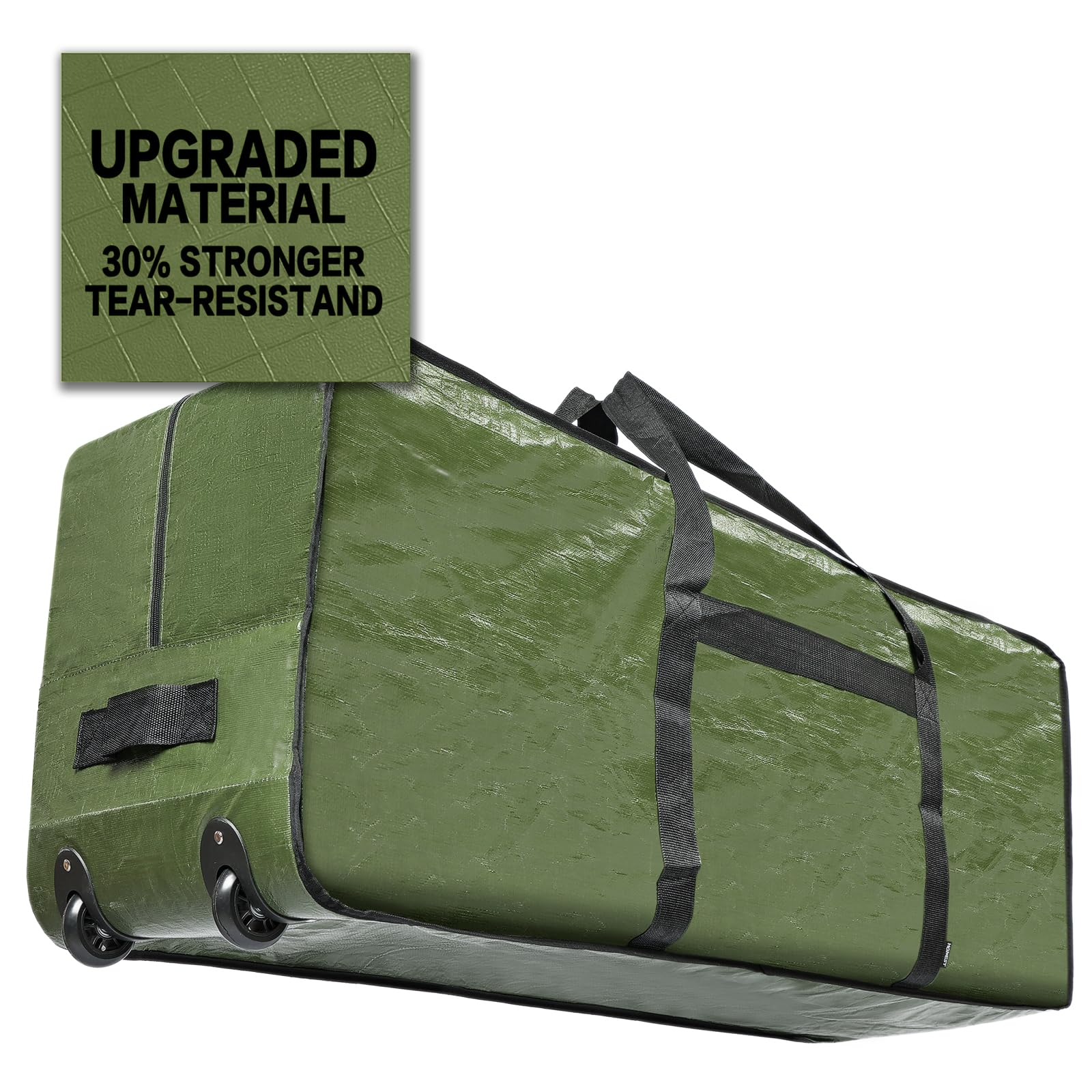 HOMEST Christmas Tree Storage Bag, 7.5ft, Green, Zippered with Wheels & Handles, Model TRYB0186