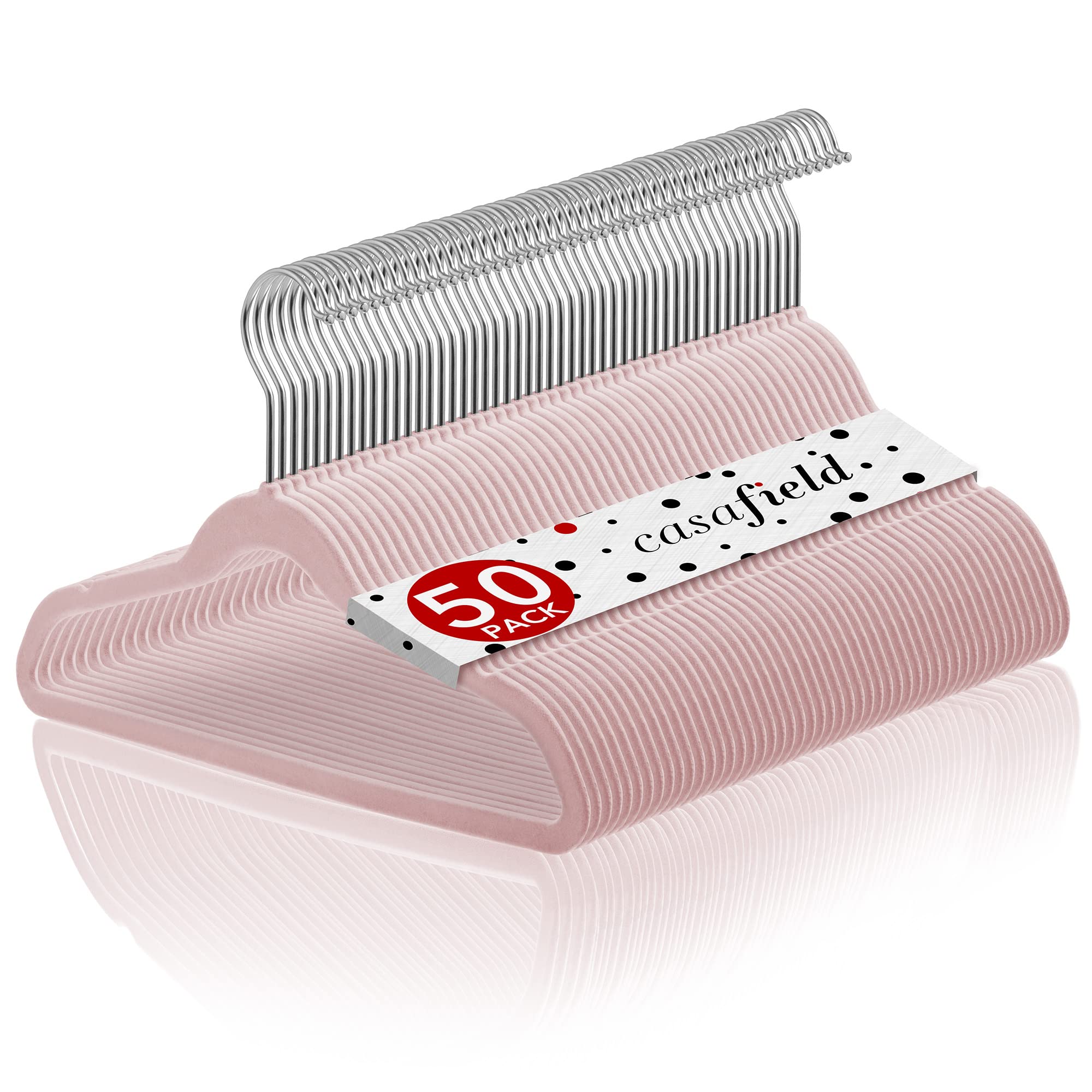 Casafield 50 Velvet Kid'S Hangers - 14'' Size For Children'S Clothes - Light Pink