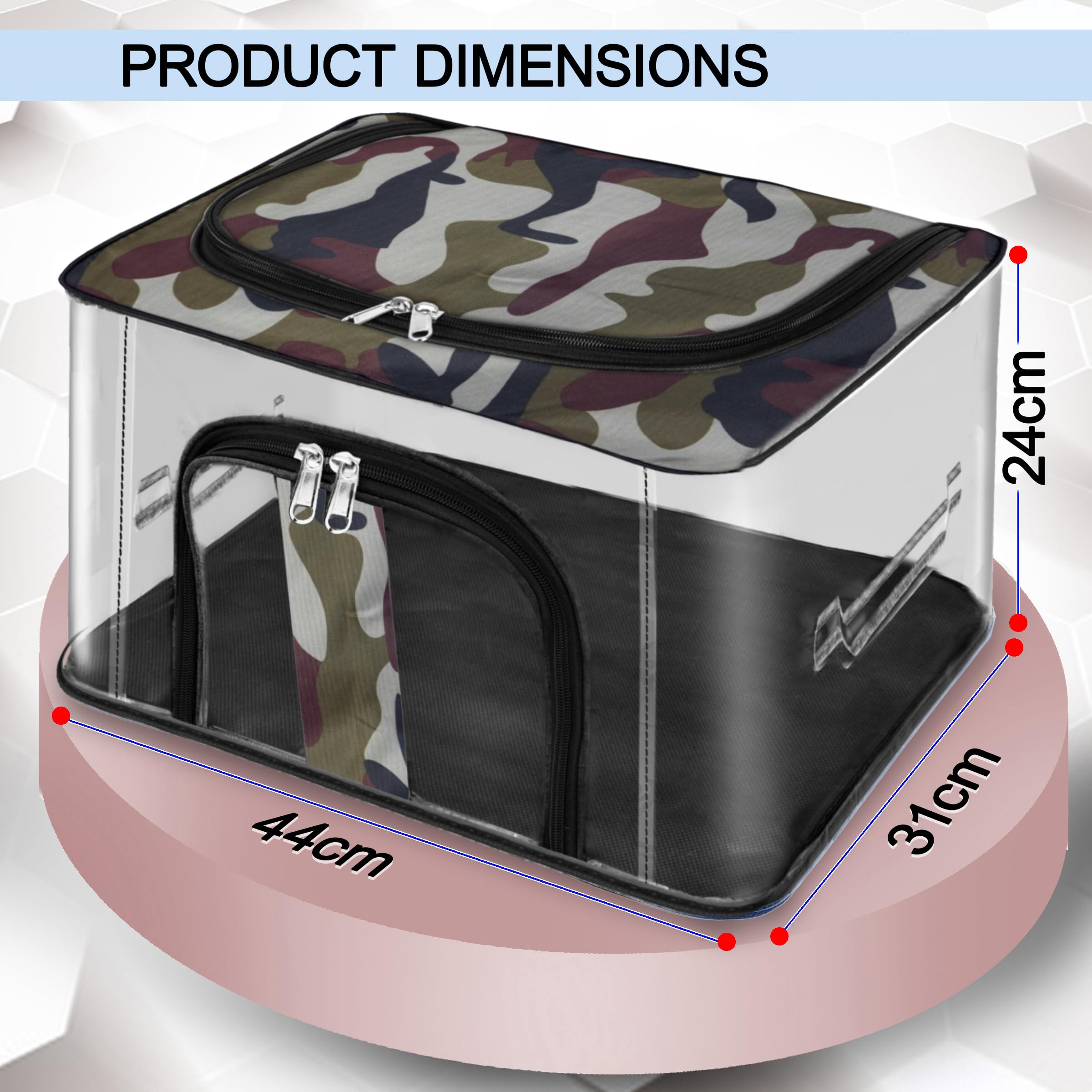 Storite 3 Pack Nylon 33 L Military Print Transparent Moisture Proof Storage Box For Clothes Closet Wardrobe Organizer For Clothe