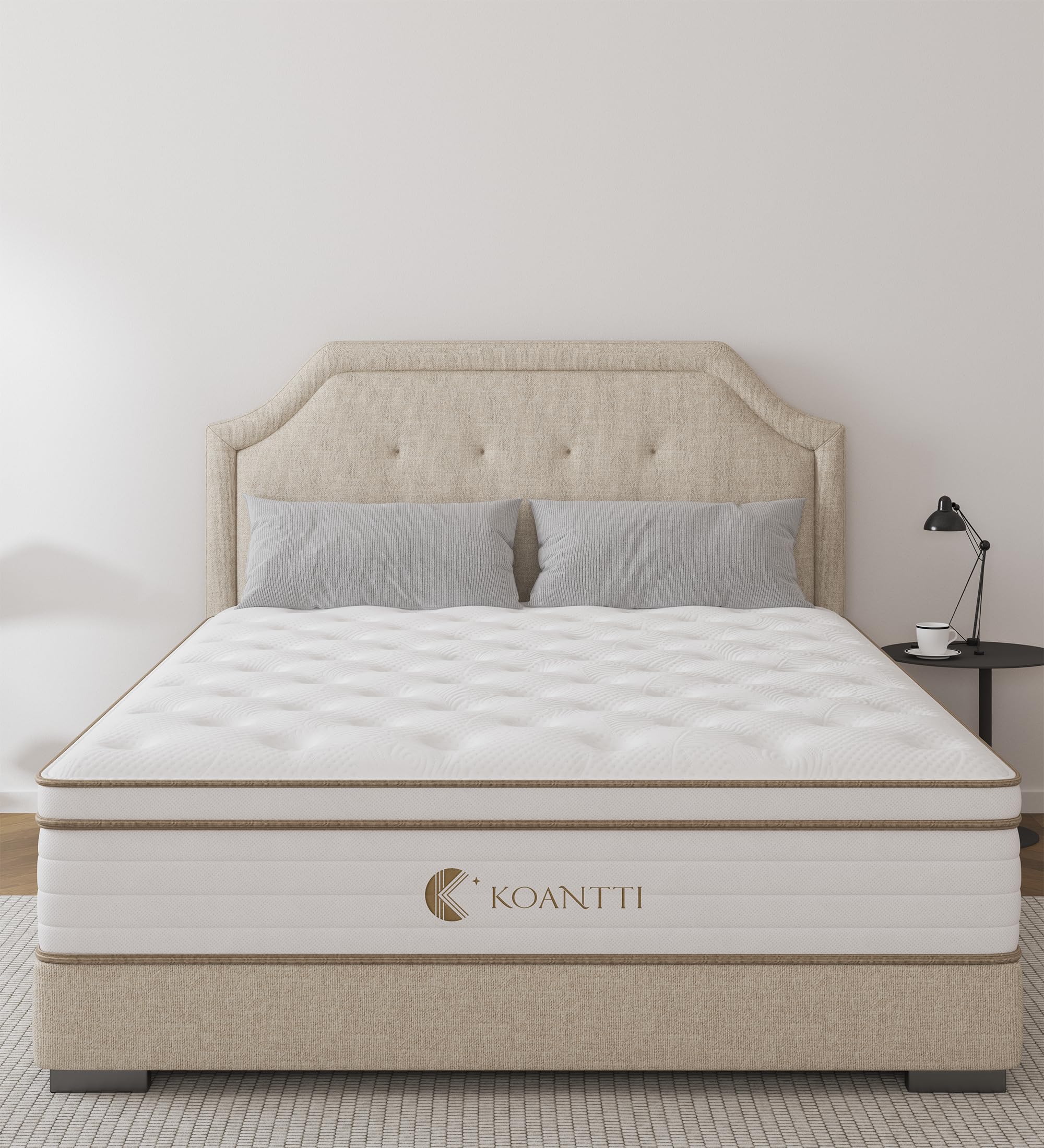 Koantti Queen Size Mattress,10 Inch Grey Memory Foam Hybrid Queen Mattresses In A Box,Individual Pocket Spring Breathable Comfor
