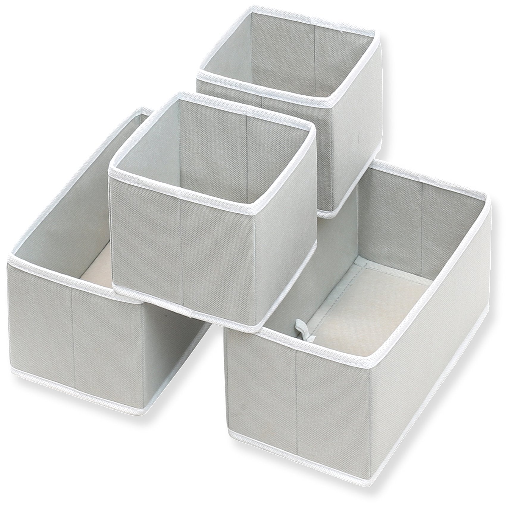 Simple Houseware Foldable Cloth Storage Box Closet Dresser Drawer Divider Organizer Basket Bins for Underwear Bras, Gray (Set of