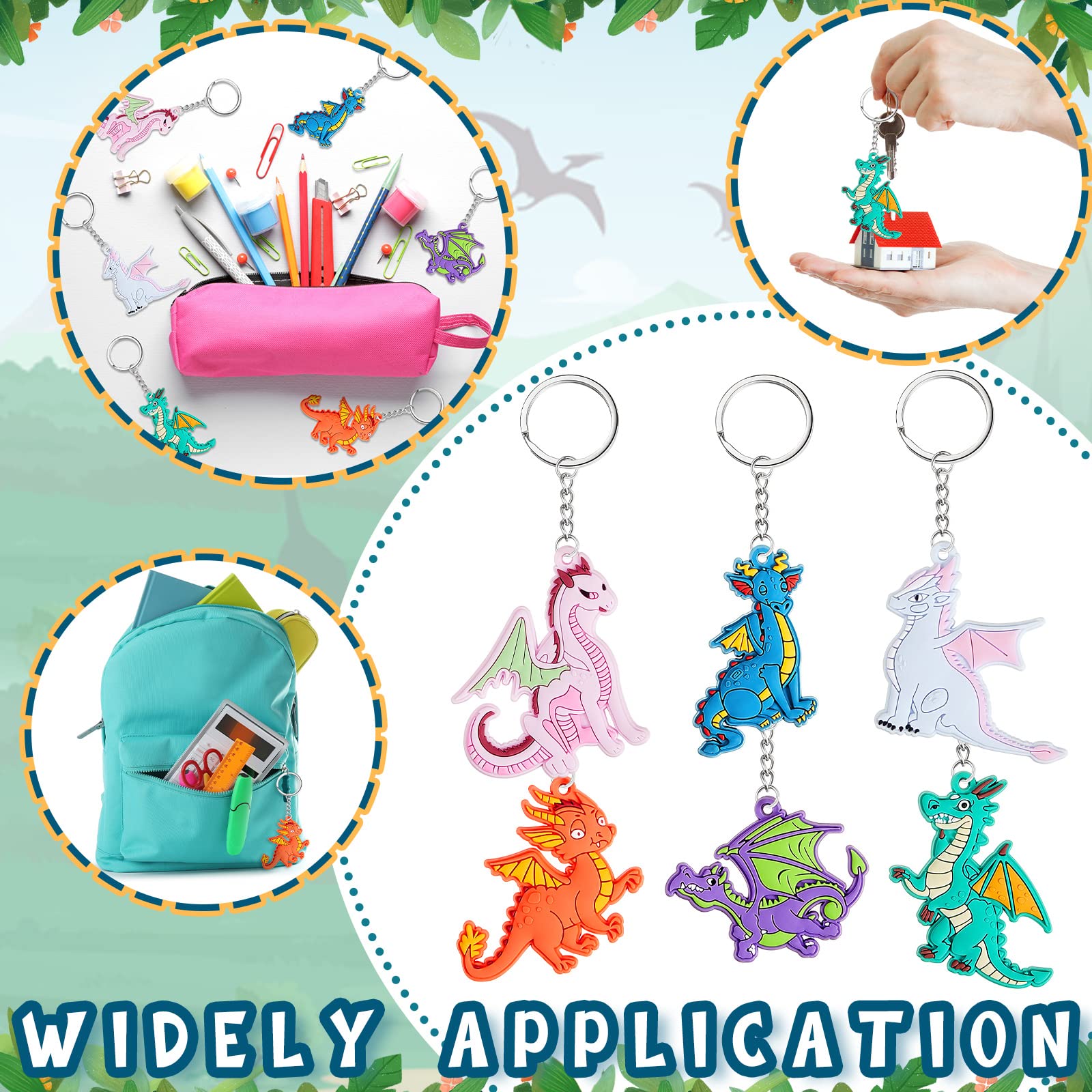 30 Pcs Dragon Key Ring Dragon Keychain Dragon Party Favors Pvc Keychains For Kids Women Men Dragon Birthday Party Supplies Favor