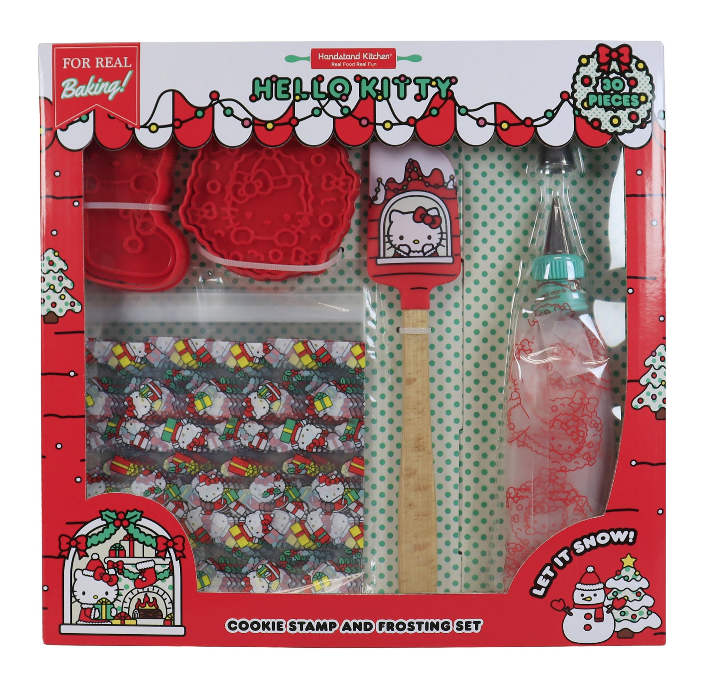 Handstand Kitchen Hello Kitty Holiday Cookie Party Set With Cookie Stamps, Frosting Bag, Spatula And More
