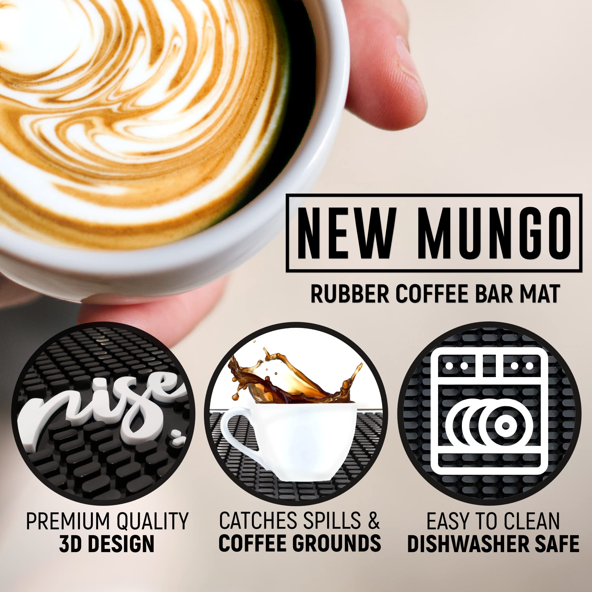 New Mungo Coffee Bar Mat - Coffee Bar Accessories For Coffee Station, Coffee Accessories, Coffee Bar Decor, Coffee Decor - Rise