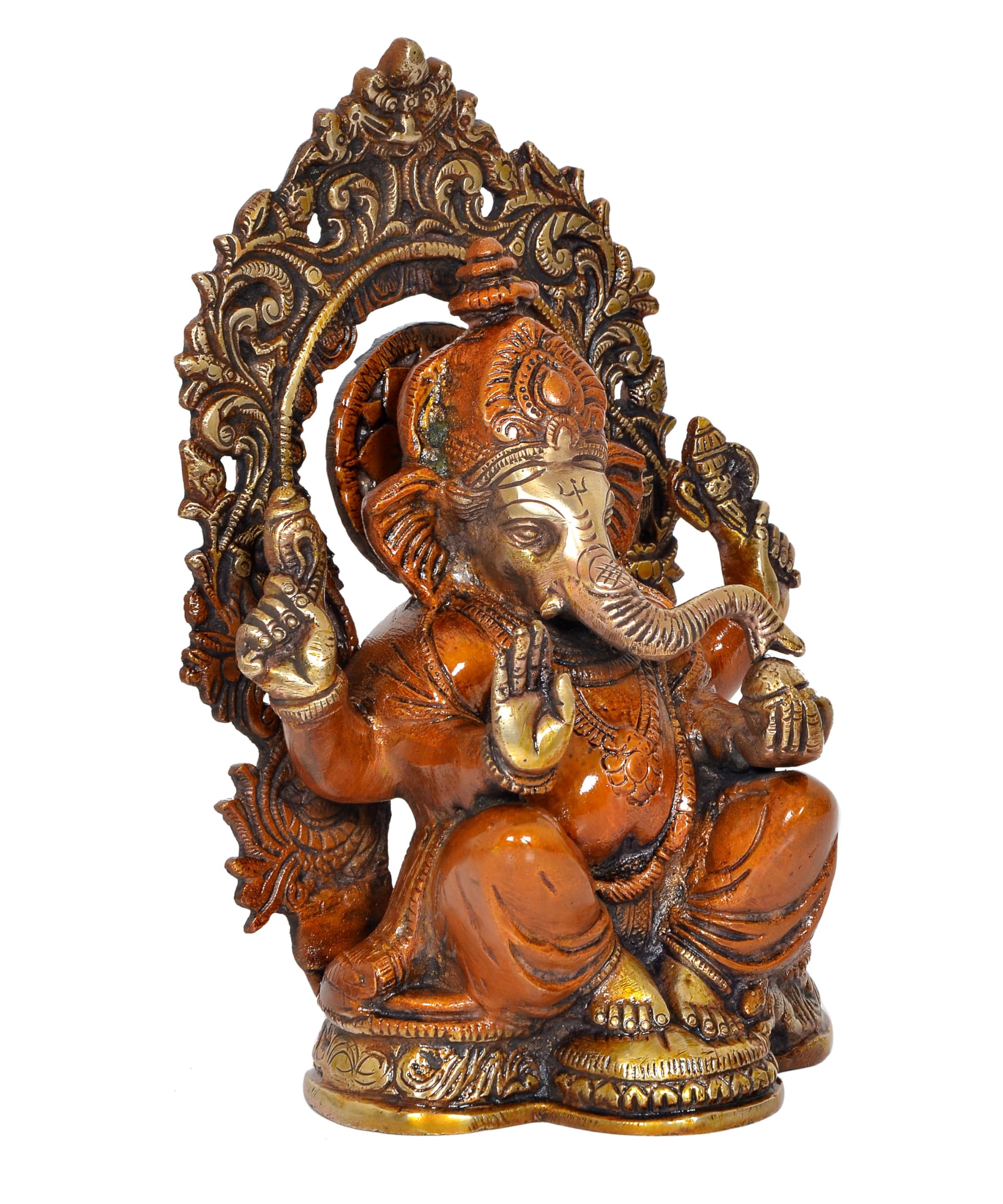 Dattatreya Brass Lord Ganesha Idol Ganesh Statue Sculpture For Home Decor Office Mandir Pooja Decorative Showpiece (Height 8 Inc