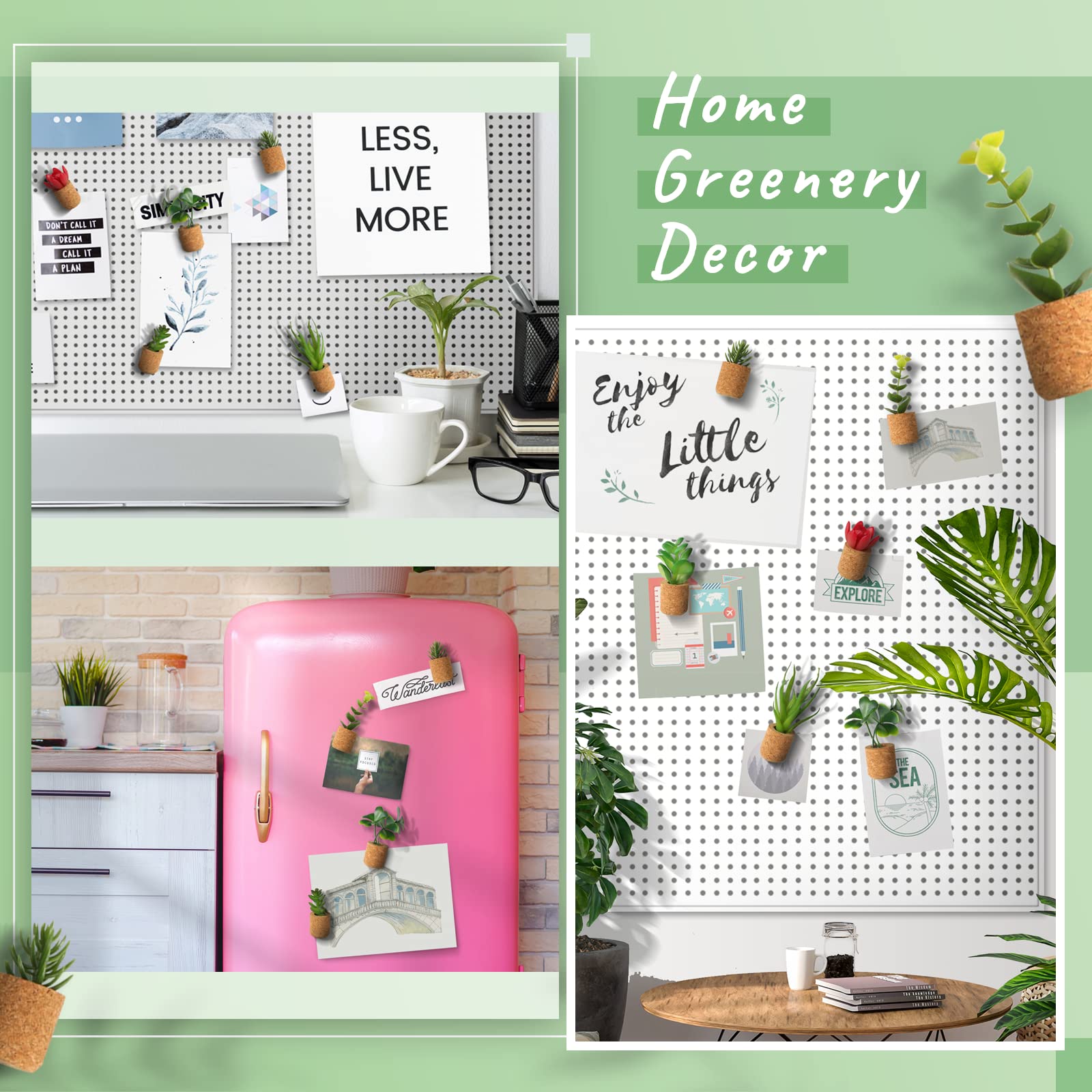 Justdolife Plant Fridge Magnets-Mini Succulent Artificial Plants Refrigerator Magnets Potted Magnet Stickers Cute For Magnet Boa