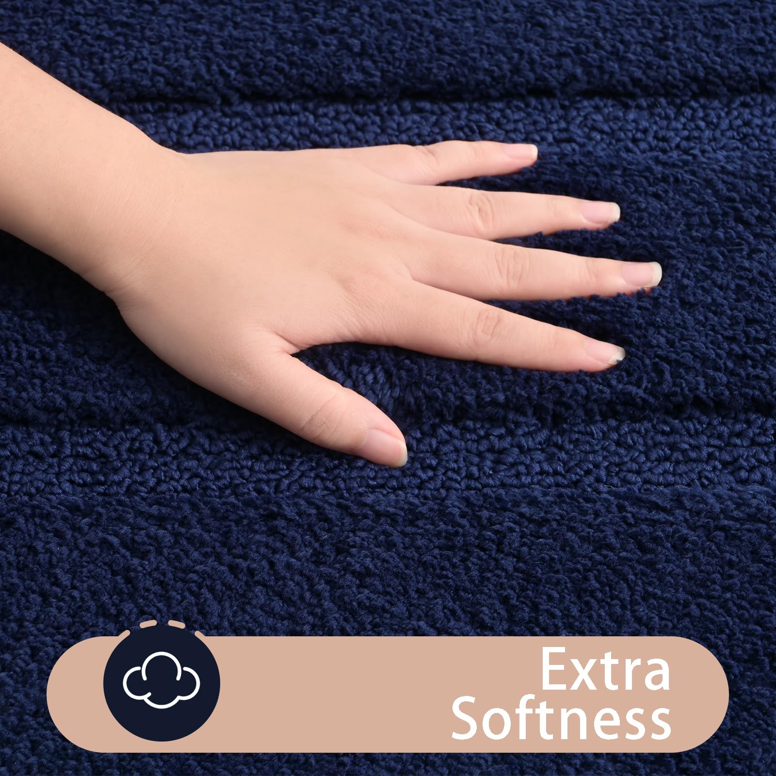 Homore Bathroom Runner Rug 24X36 Inch, Navy Blue Non Slip Bath Rug For Bathroom, Thick Soft And Absorbent Microfiber Bathroom Ma