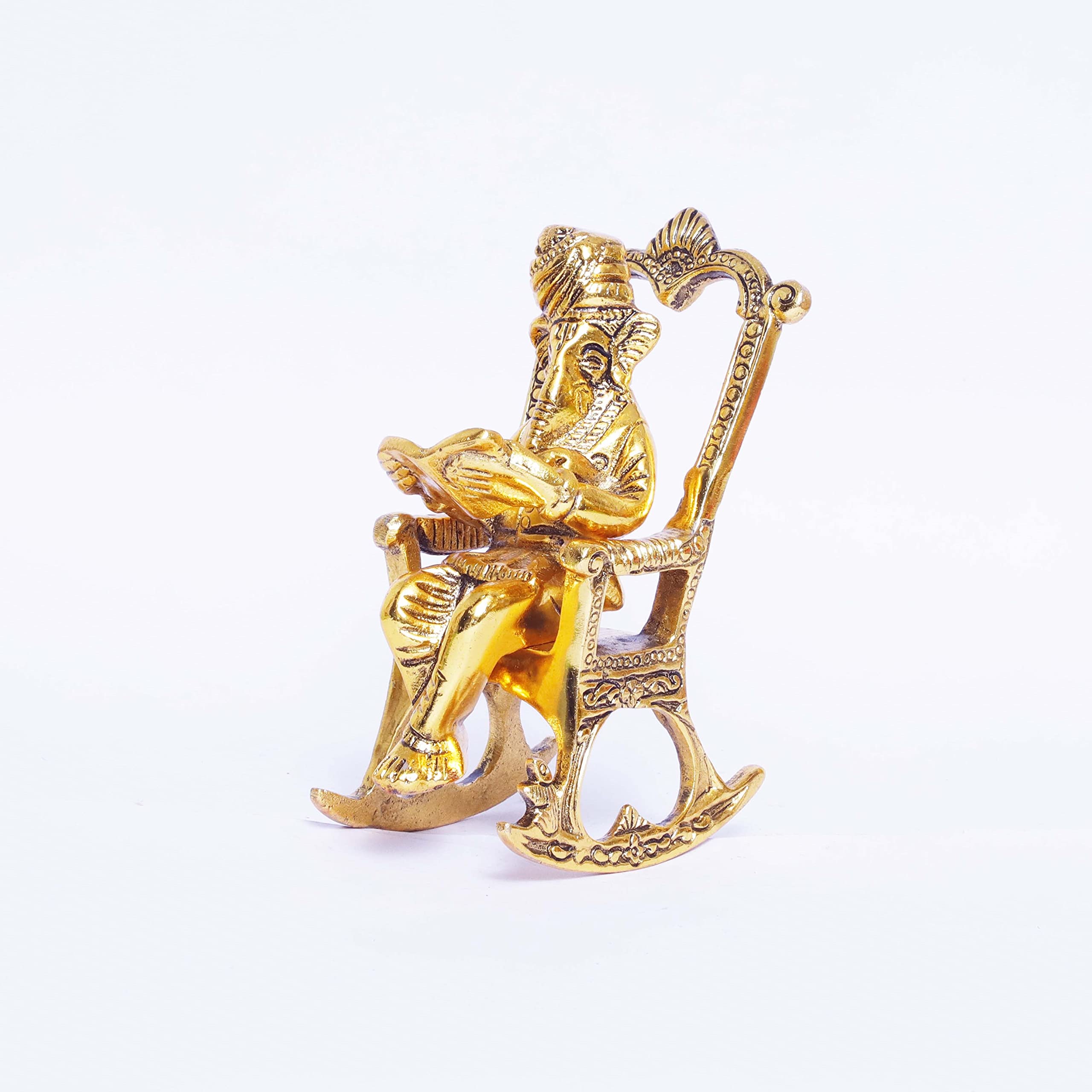 Dreamkraft Metal Chair Ganesh Ganpati Idol With Reading Ramayan Home Decoration And Gifts For Your Love Once