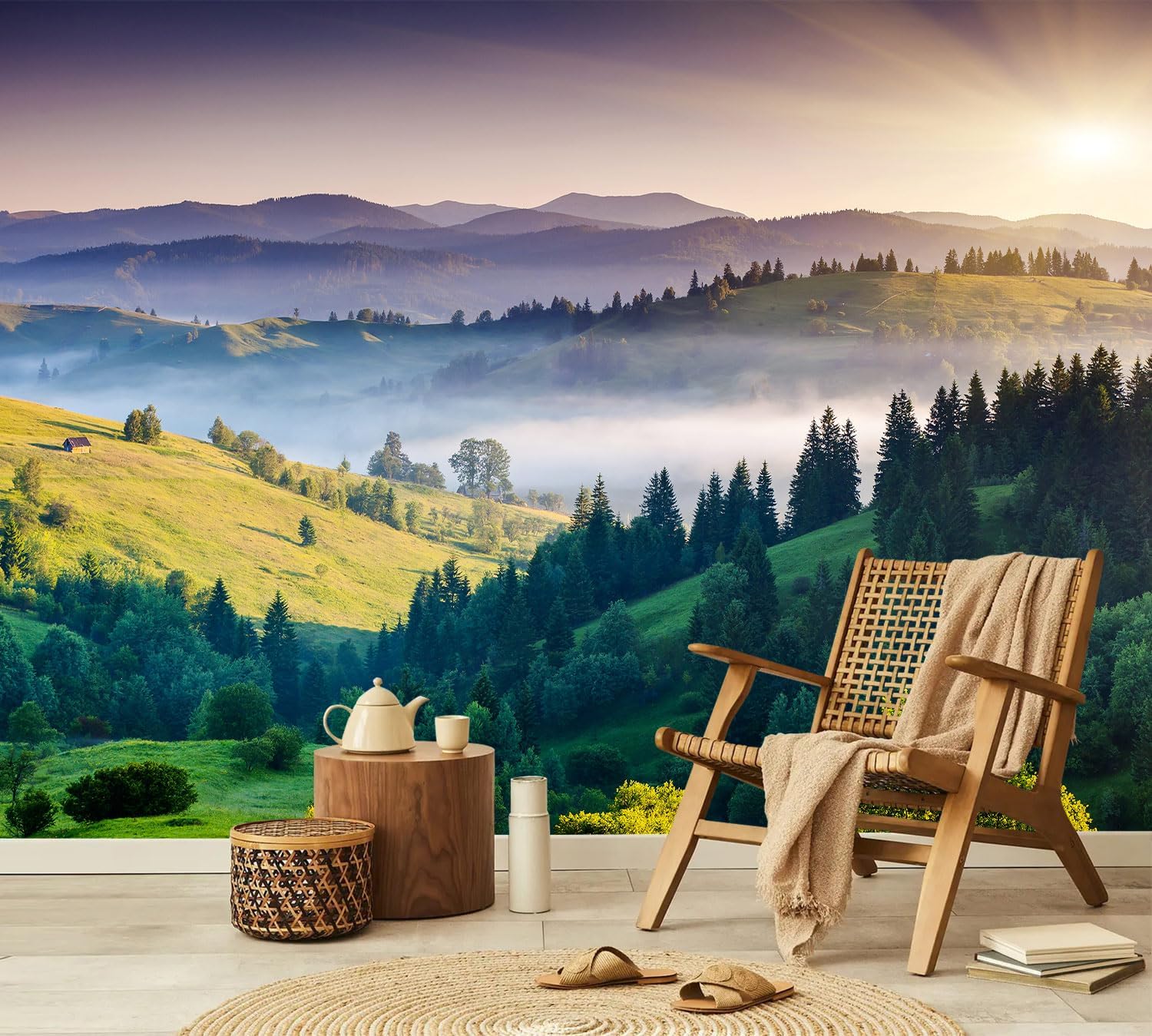 PYFFYP- Tropical Natural Landscape Forest Wallpaper murals for Bedroom(Not Peel and Stick)