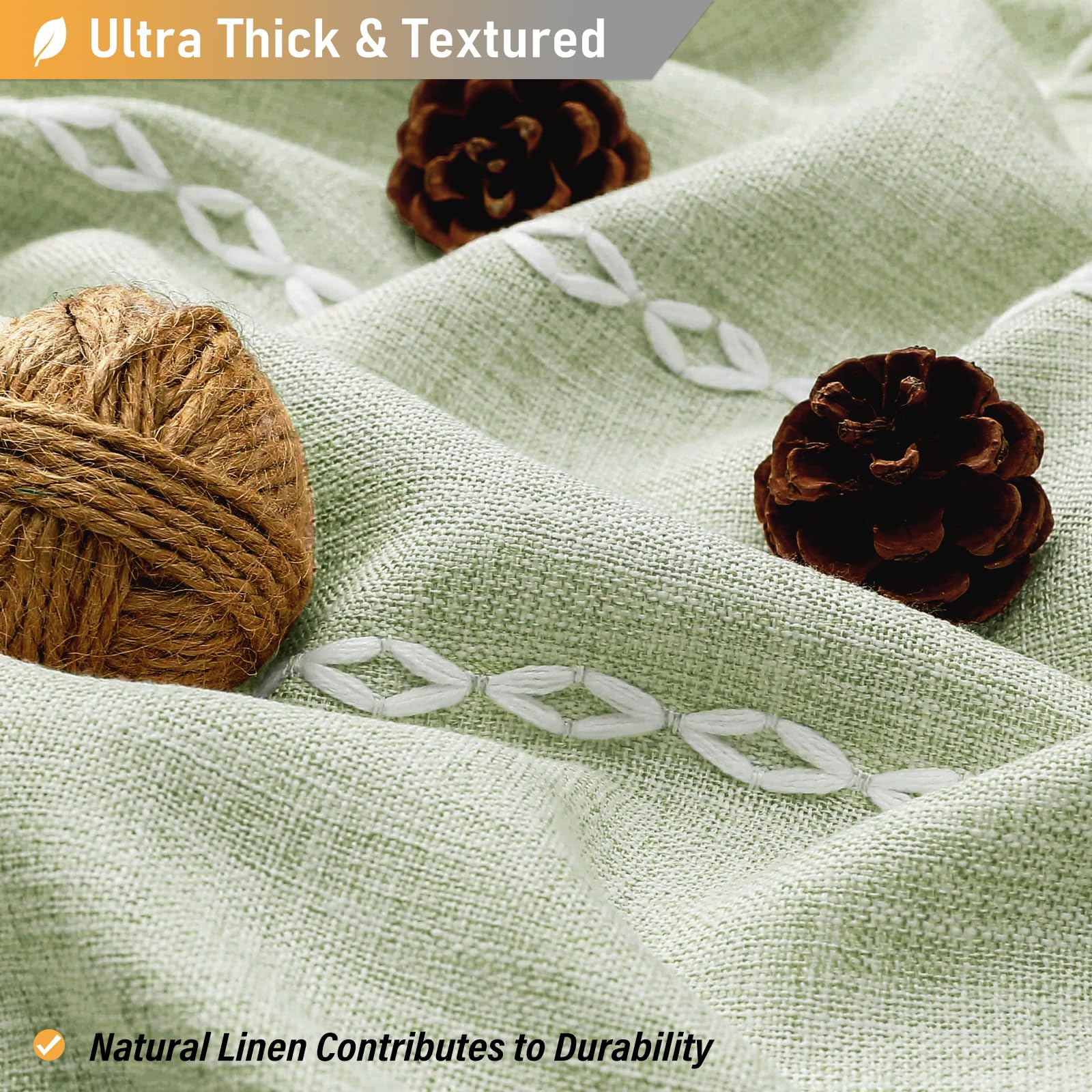 Bttn Stall Shower Curtain - 36X72 Narrow Boho Linen Thick Tassel Fabric Shower Curtain Set With 6 Plastic Hooks, Half Camper Mod