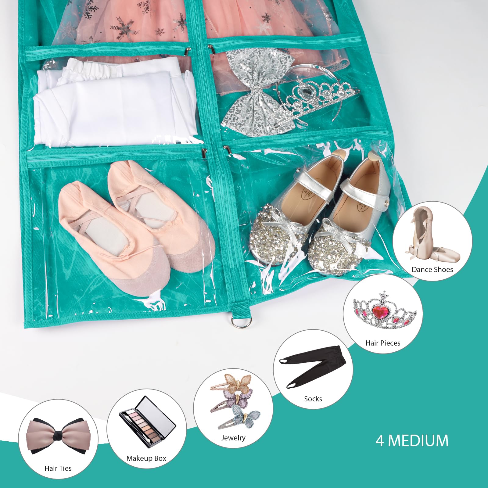 Syeeiex Clear Dance Costume Garment Bag with 3 Gussetes(2 Pack), 40 Garment Bags for Dance Costumes,Kids Dance Garment Bag wit