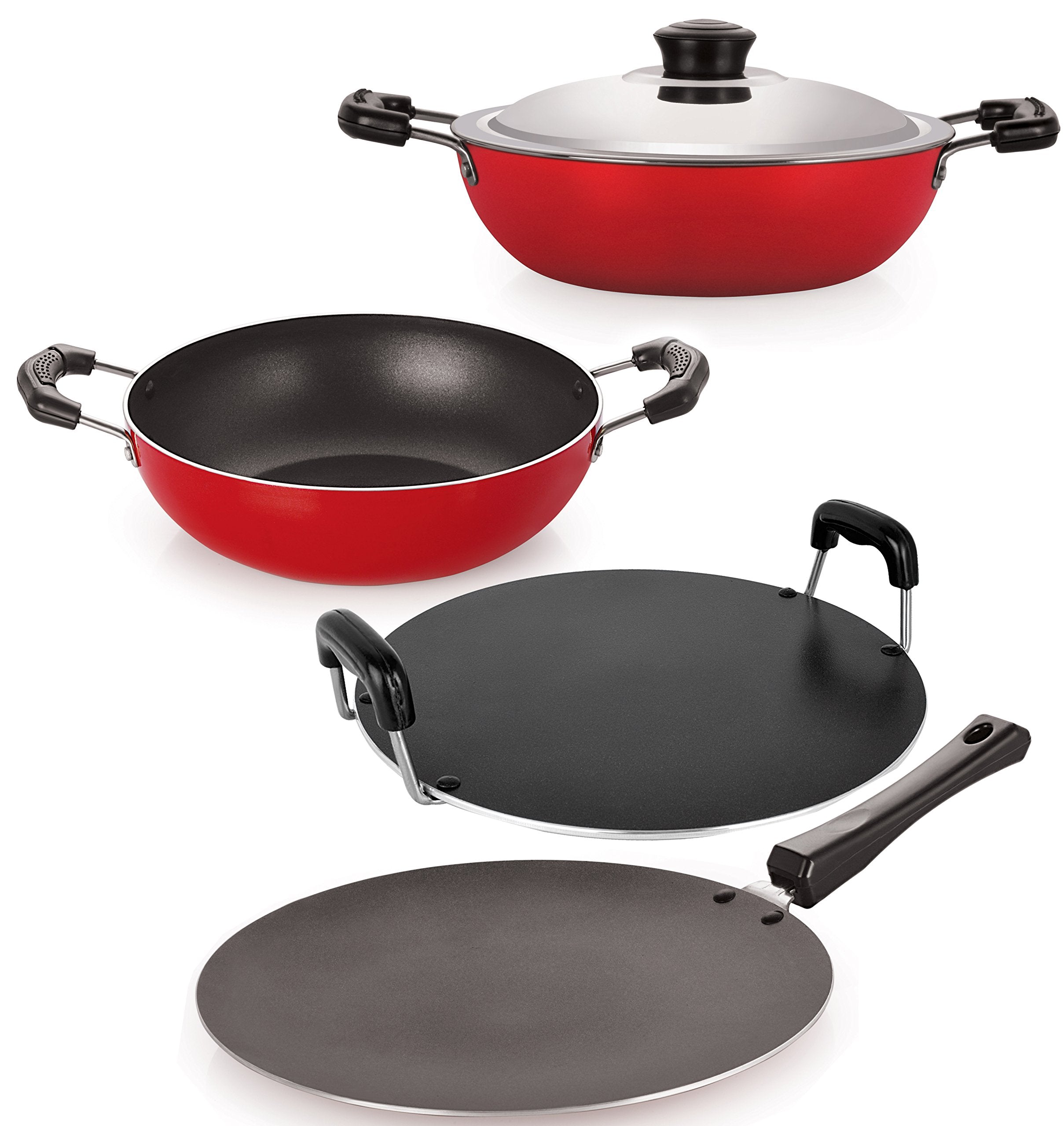 Nirlon Classic Range NonStick Gas Stovetop Friendly Cookware Combo Gift Set 4Pcs