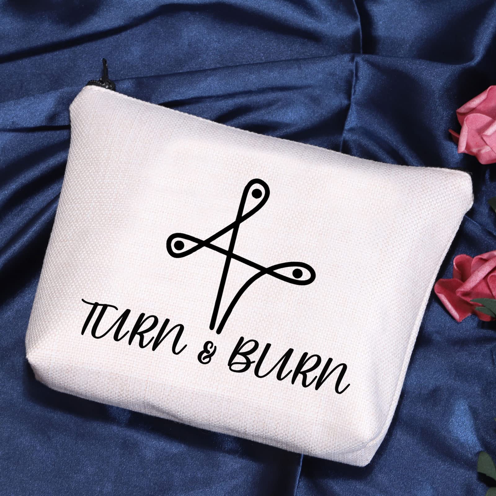 Pofull Barrel Racer Rodeo Gift Turn And Burn Barrel Racing Cosmetic Bag Rodeo Cowgirl Gift (Turn And Burn Bag)