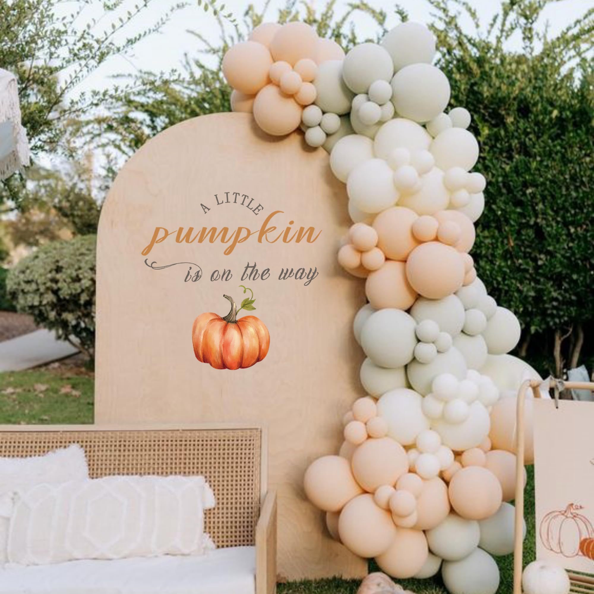 CIEQR A Little Pumpkin is On The Way Decal Sign - Little Pumpkin Baby Shower Decorations Decal Sign, Fall Halloween Gender Revea
