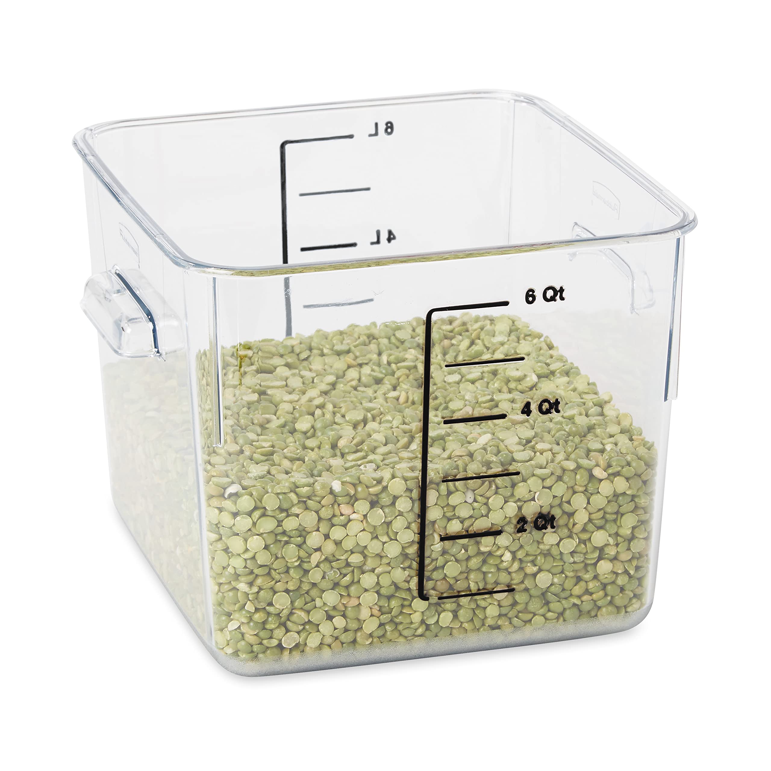 Rubbermaid Commercial Products, Space Saving Square Food Storage Container, 6 Quart, Clear, For Kitchen/Sous Vide/Meal Prep
