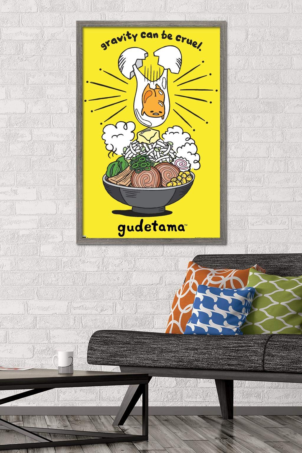 Trends International Gudetama - Gravity Wall Poster, 22.375'' X 34'', Barnwood Framed Version