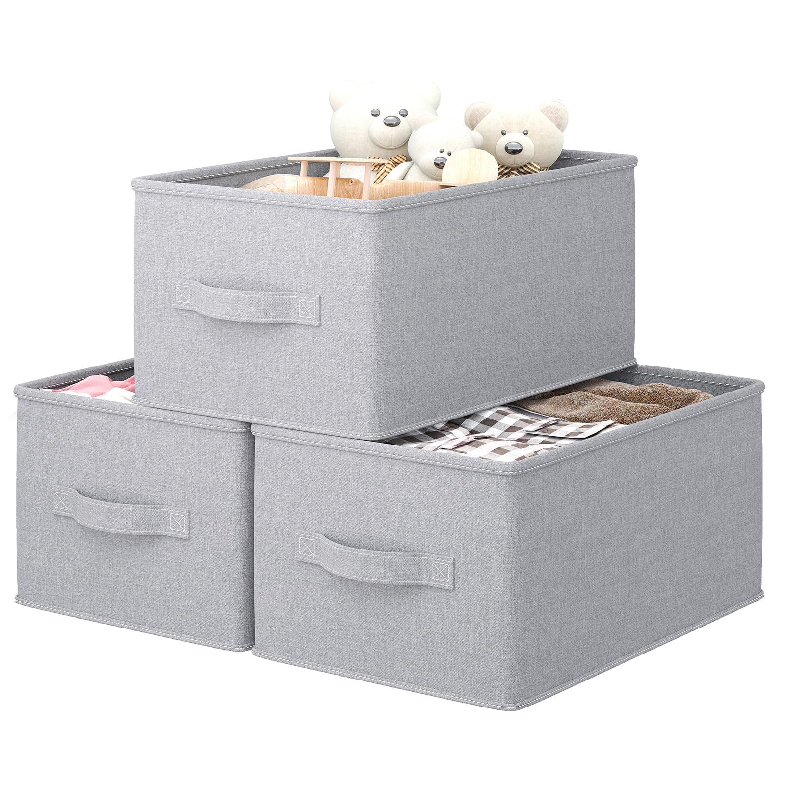 Layerspace 3 Pack Fabric Storage Bins For Shelves | 16.93X12X8.27In Closet Storage Bins | Collapsible Storage Bins For Organizat