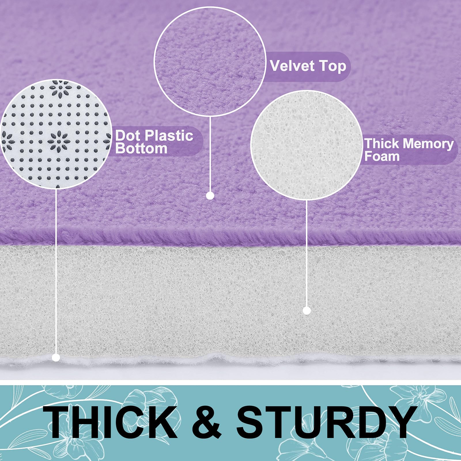 Smiry Memory Foam U-Shaped Toilet Bathroom Rugs, Extra Soft Absorbent Non-Slip Contoured Rugs, Machine Washable Contour Bath Mat
