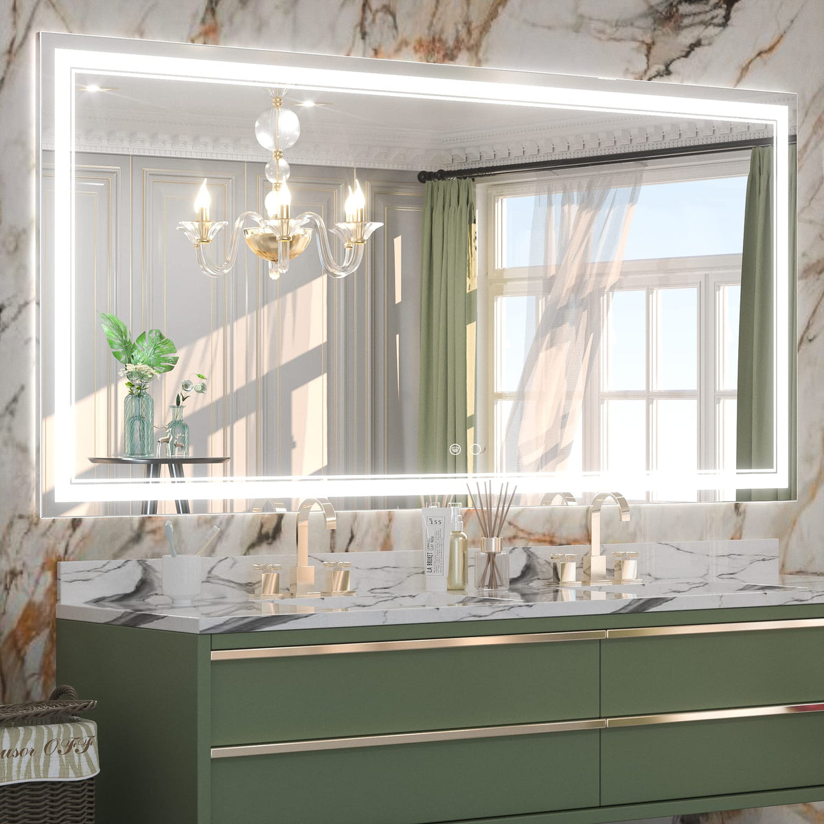 Keonjinn 72 X 36 Inch Led Bathroom Mirror With Lights, Lighted Vanity Mirror, Wall Mounted Anti-Fog Dimmable Memory Brightness F