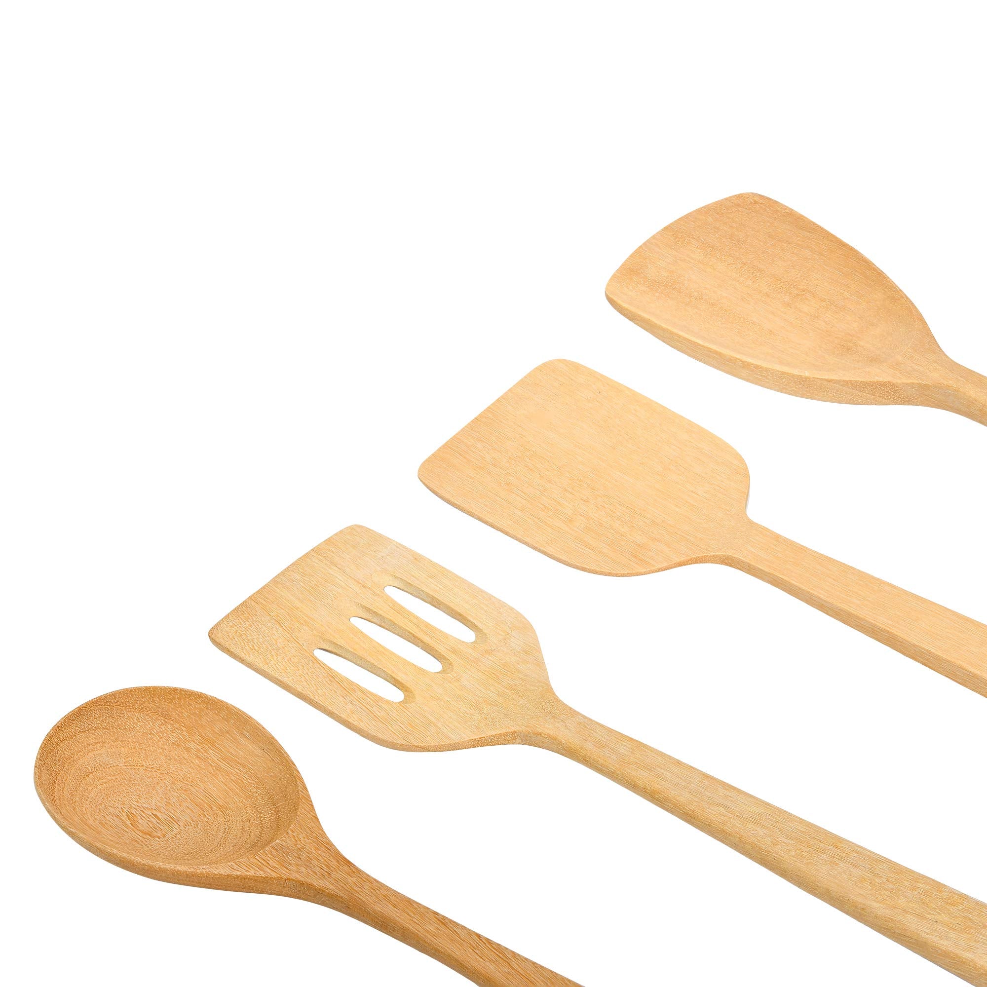 Aeravida Cooking Essentials Frying Spatula Turner & Ladle Rain Tree Wooden Set | Wooden Kitchen Utensils Spoons | Wooden Spoons