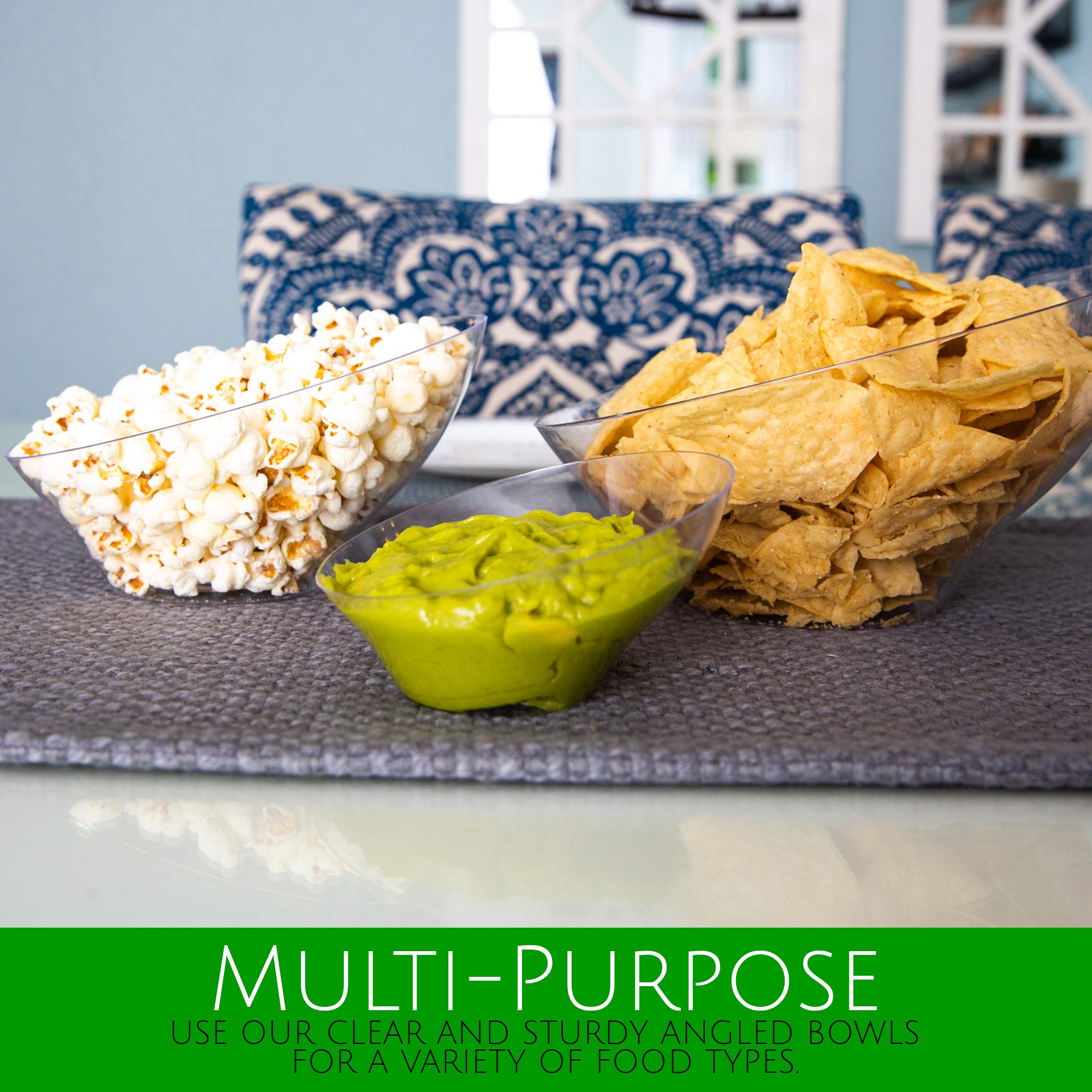 Plasticpro Disposable Angled Plastic Bowls Round Medium Serving Bowl, Elegant For Party'S, Snack, Or Salad Bowl, Clear Pack Of 4