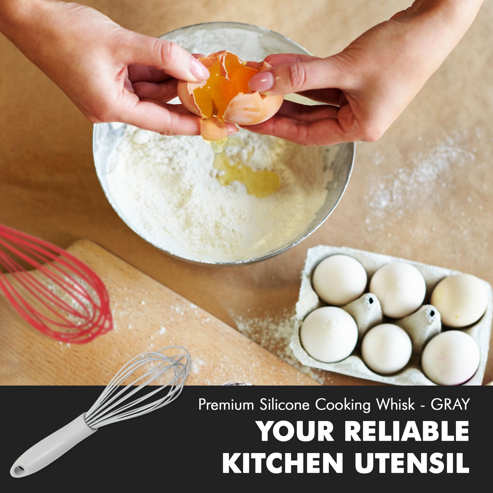 Chef Craft Premium Silicone Wire Cooking Whisk, 10.5 Inch, Gray