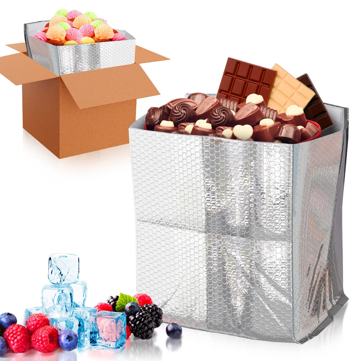 Abc Pack & Supply 10 Pack Silver Foil Insulated Box Liners 10 X 10 X 10 Inches. Shipping Boxes For Frozen Food, Odorless Insulat