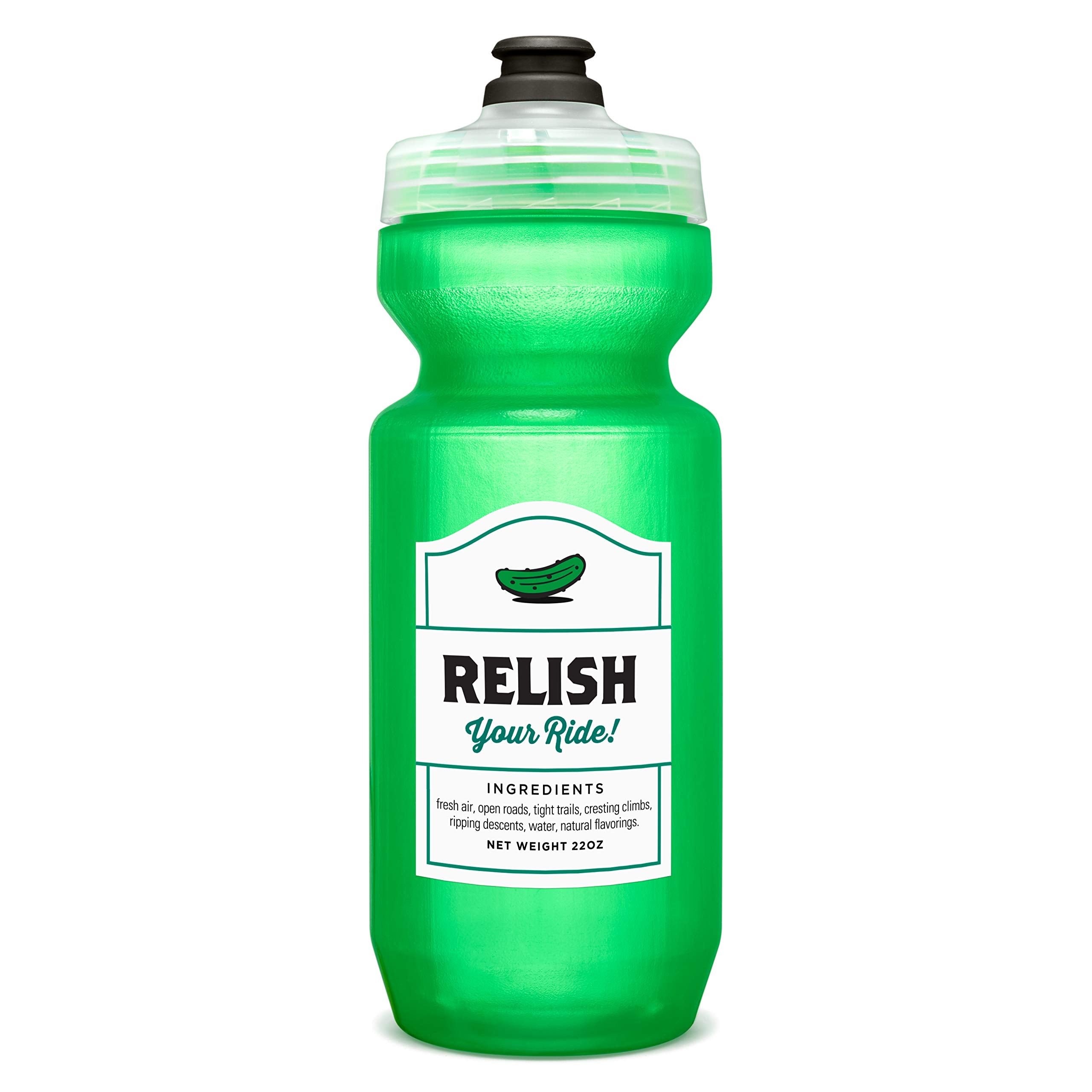 SPURCYCLE  Relish Your Ride 22 Ounce Purist Water Bottle with MoFLo Cap, Resists Stains & Tastes Better. Flexible Bicycle Bottl
