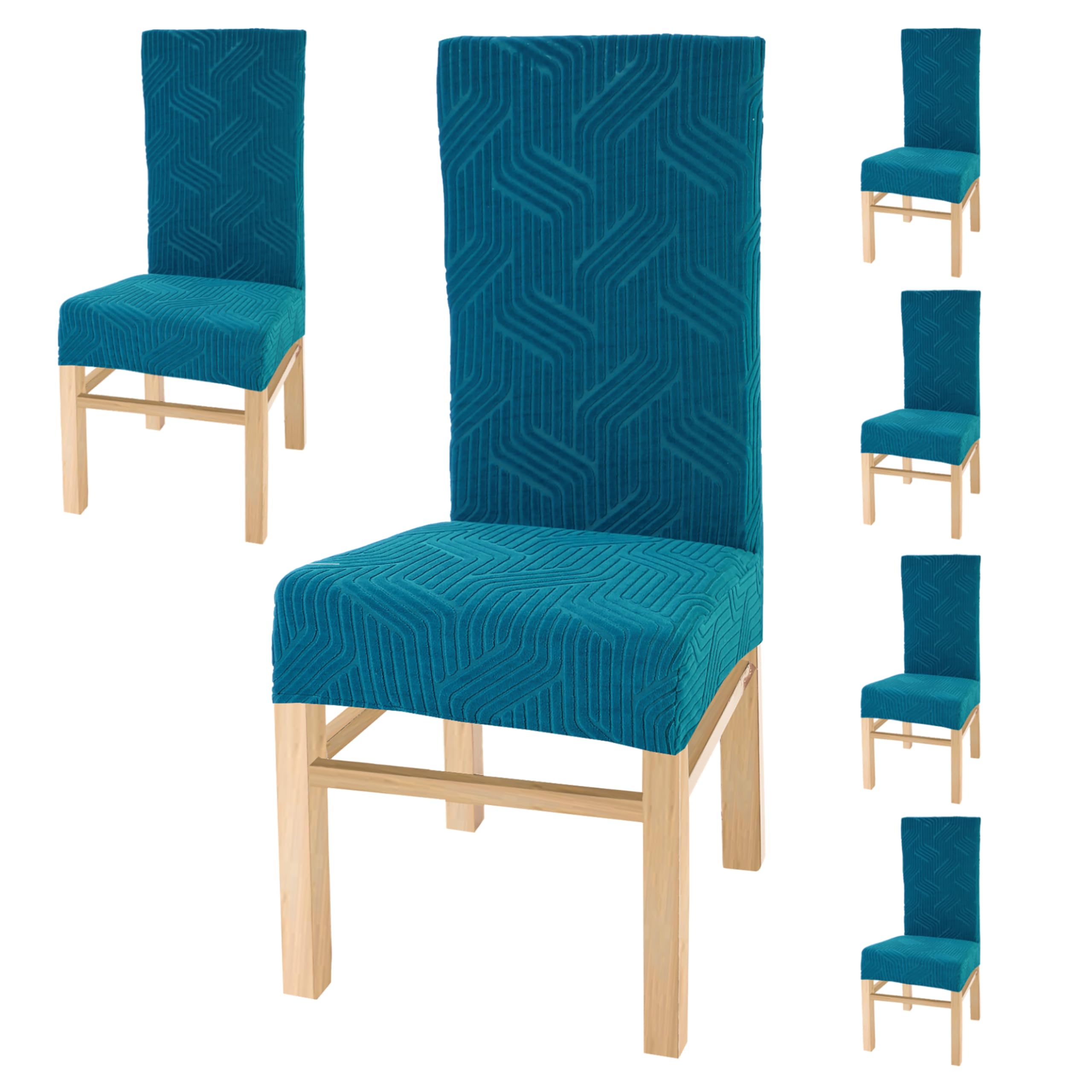 Yellow Weaves Elastic Stretchable Dining Chair Covers, Removable Washable Elastic Self Jacquard Dining Chair Covers (Set Of 6, P