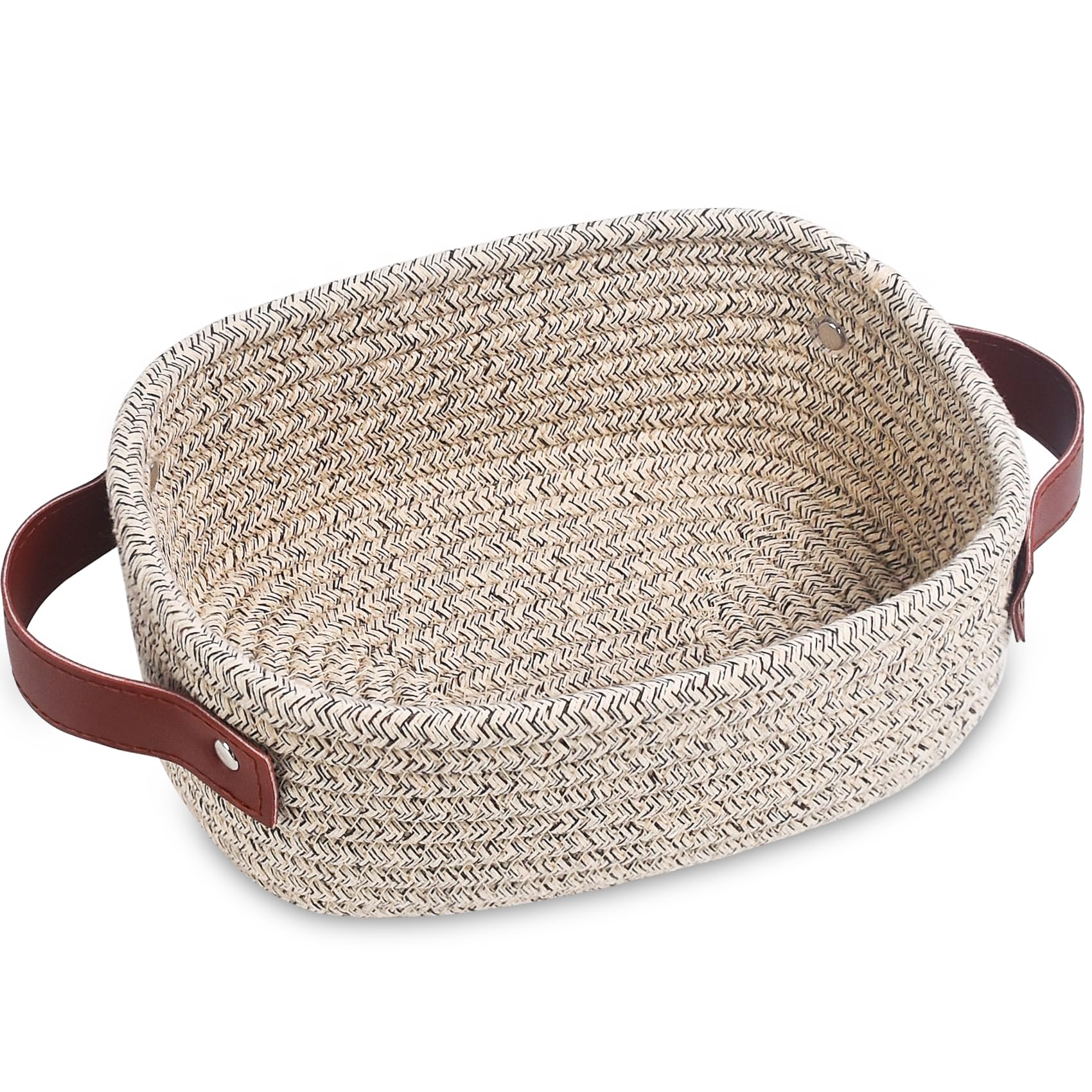 Abenkle Small Storage Basket, Mini Basket, Cute Tiny Cotton Rope Woven Basket, Shelf Basket, Boho Decorative Toy Dog Cat Basket