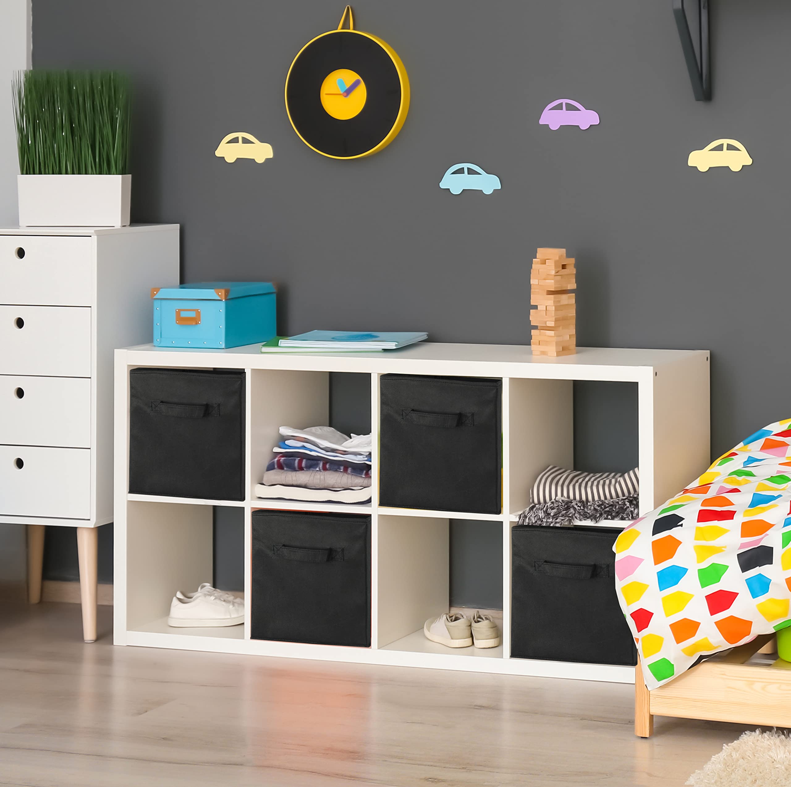 6 Pack - SimpleHouseware Foldable Cube Storage Bin  Black