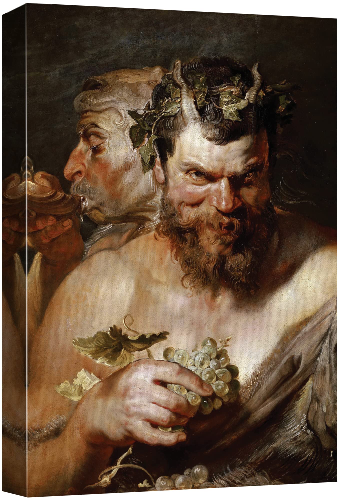 Wall26 - Oil Painting Of Two Satyrs By Peter Paul Rubens In 1618-19 - Baroque Style - Devil, Catholic, Christianity, Hell - Canv
