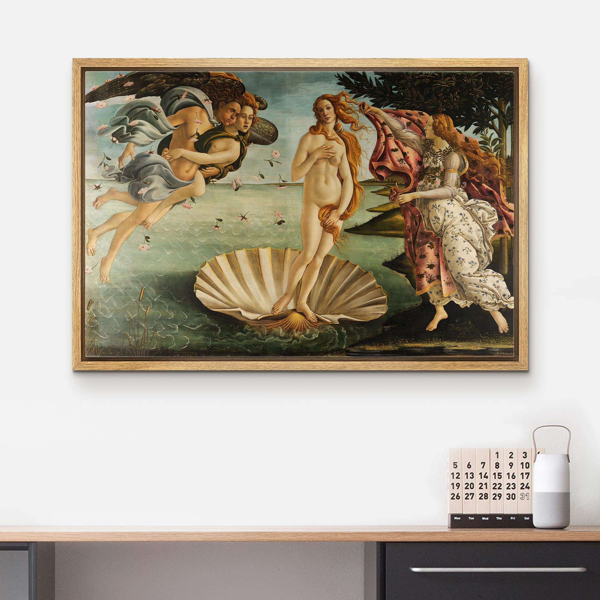 Wall26 Birth Of Venus By Botticelli Giclee Framed Canvas Prints Wrapped Gallery Wall Art, Stretched & Framed Ready To Hang - 24'