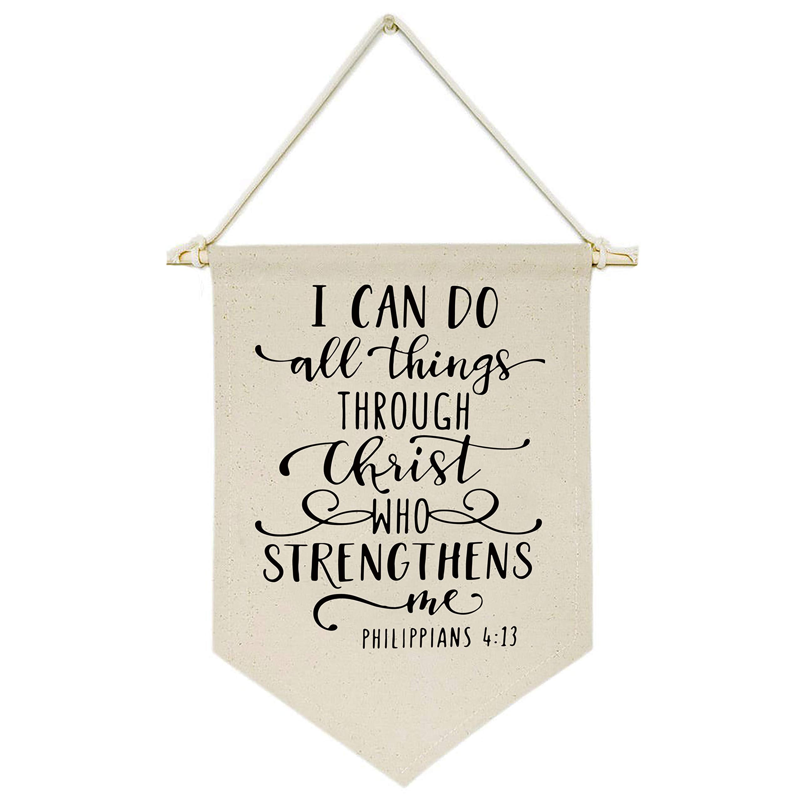 I Can Do All Things Through Christ - Canvas Hanging Flag Banner Wall Sign Decor-Inspirational Gift For Nursery,Kids Room,Living
