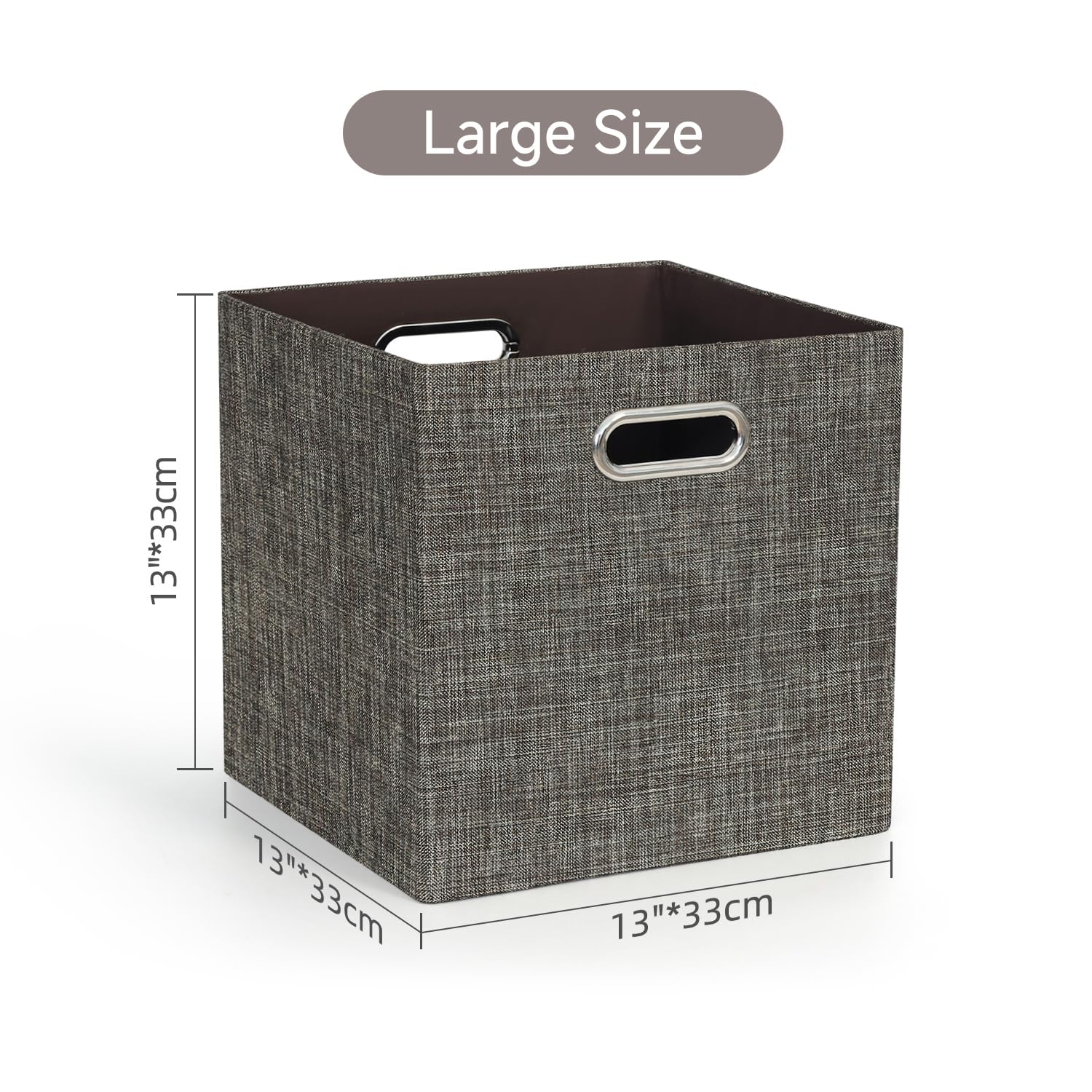 Posprica Storage Basket Bins 13?13 Foldable Storage Boxes Containers for Closet Organizer Shelf Cabinet Bookcase Thick Fabric Drawer with Shimmer 4pcs Brown