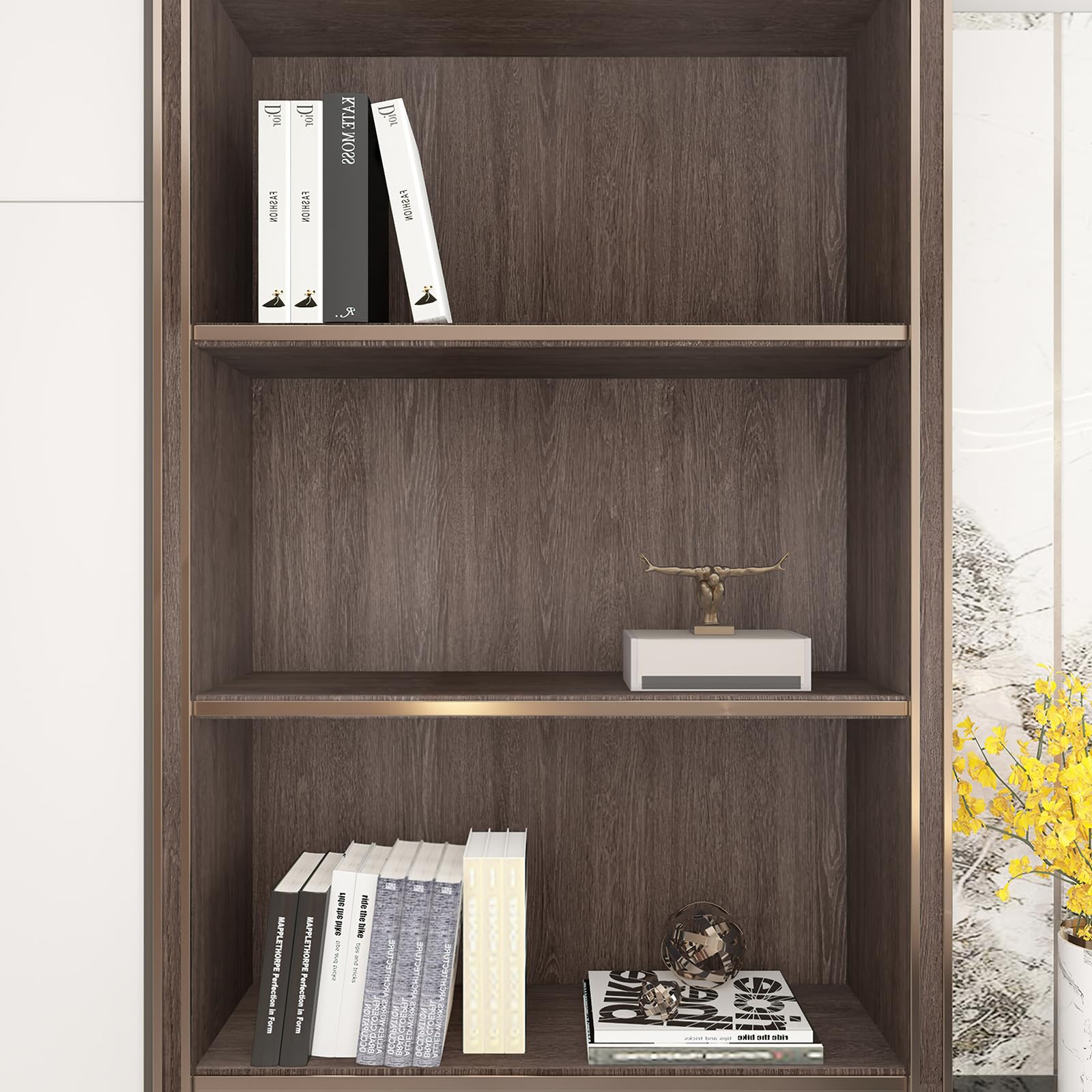 48X354Inch Extra Wide Dark Brown Wood Grain Wallpaper Peel Stick Black Walnut Texture Contact Paper Air Guide Slot Design Matte