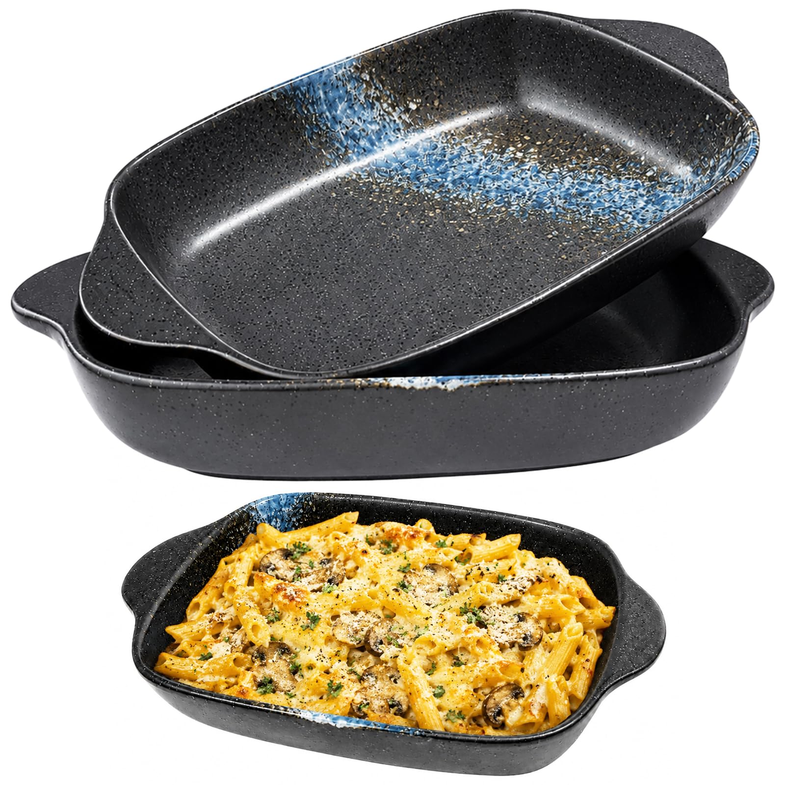 Toyosport 2 Pack Ceramic Au Gratin Baking Dishes with Handles