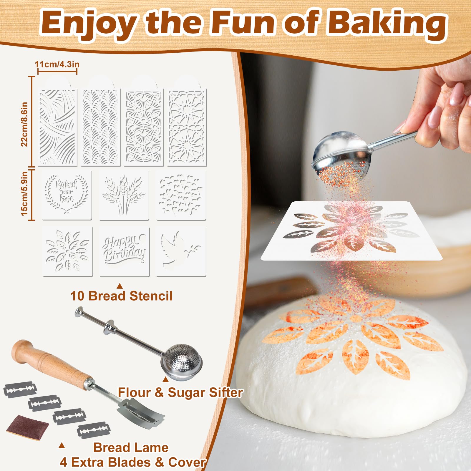 Banneton Bread Proofing Baskets, 9 Inch Round & 10 Inch Oval Sourdough Basket With Upgrade Complete Bread Baking Supplies, All-I
