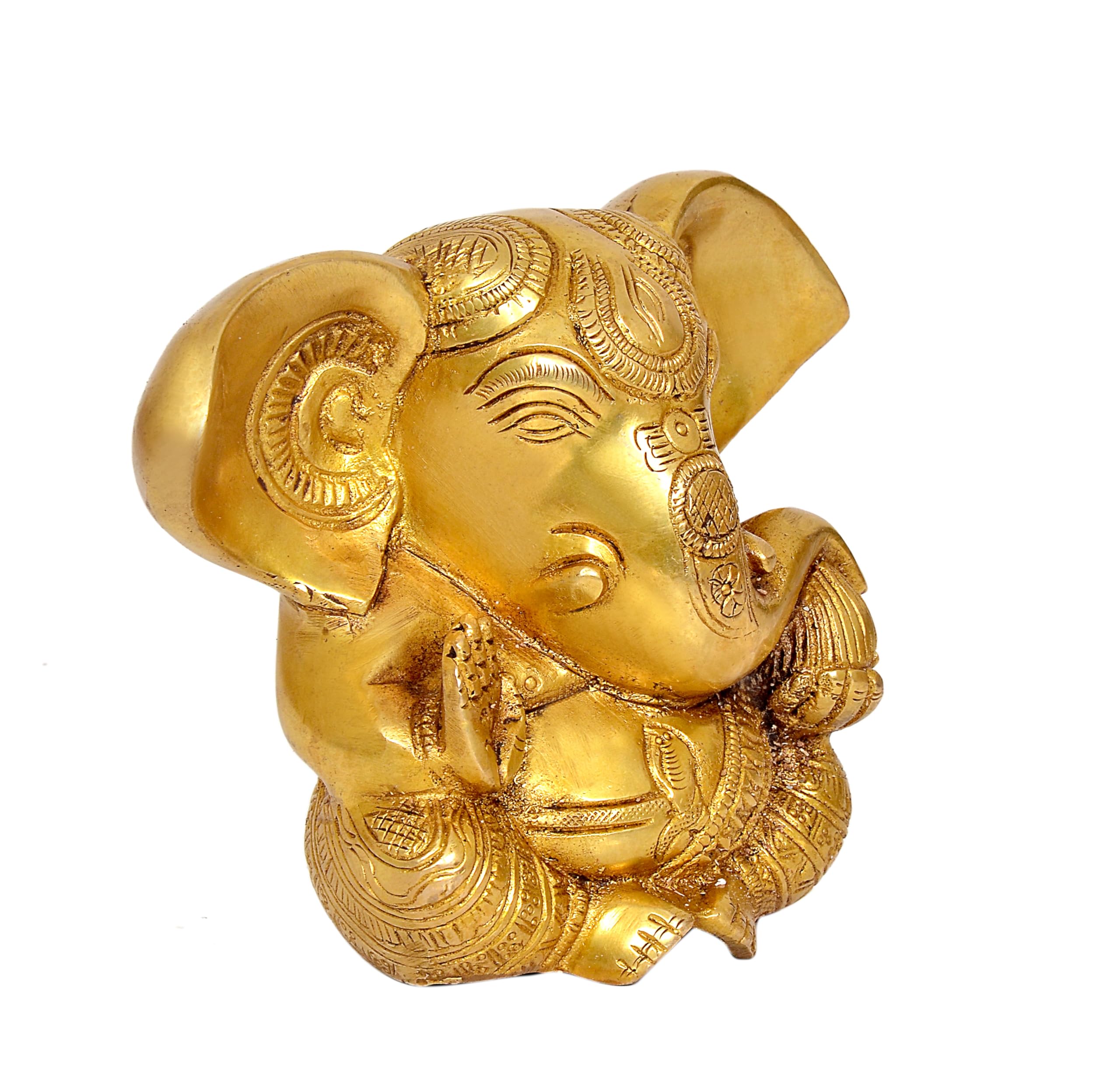 Dattatreya Brass Lord Ganesha Idol Ganesh Statue Decorative Sculpture For Home Decor Office Mandir Pooja Showpiece (Height 5 Inc
